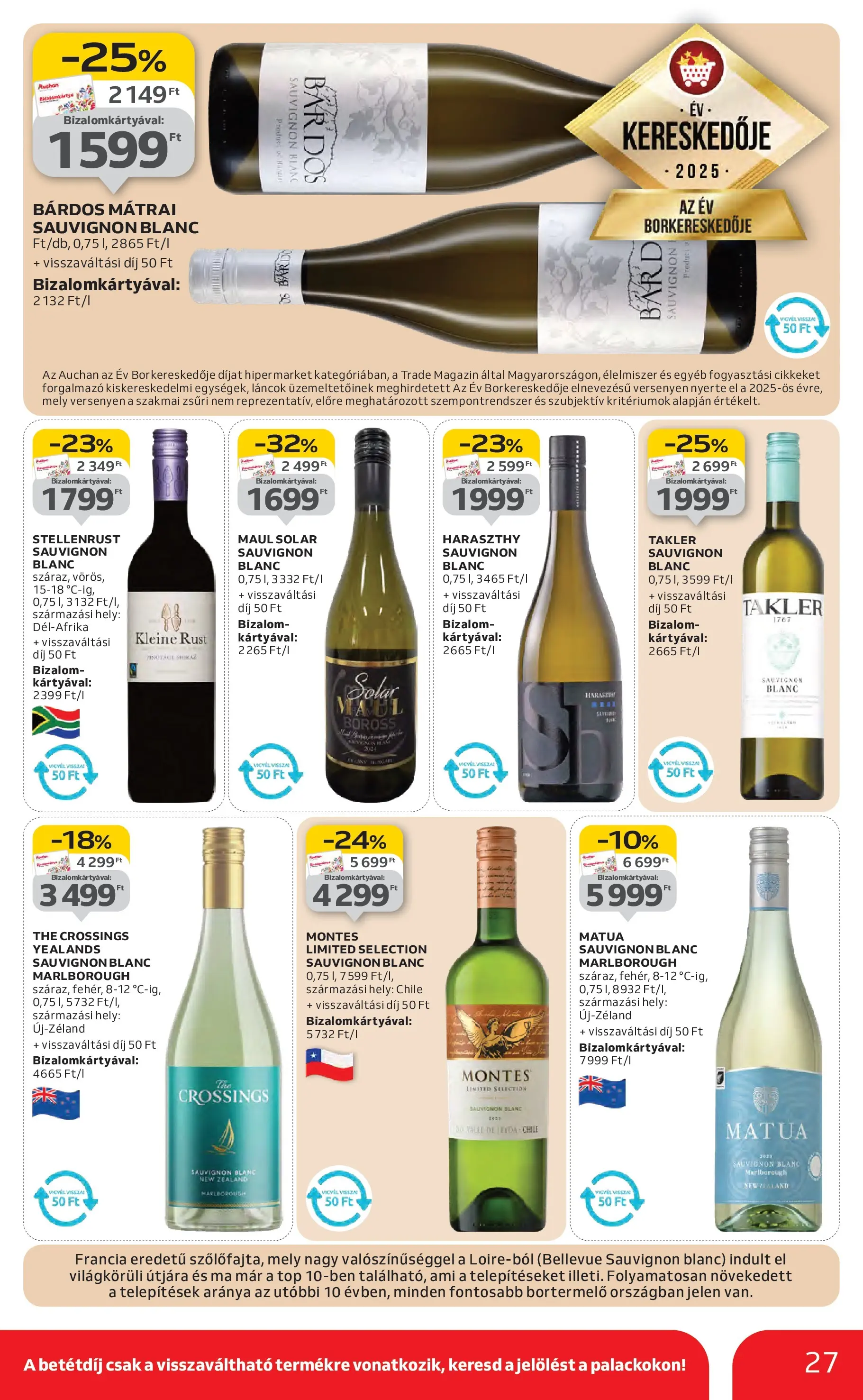 Auchan Akciós újság Miskolc - 2026.01.22. -tól/töl > akció, lapozható szórólap 🛍️ | Oldal: 27 | Termékek: Bor