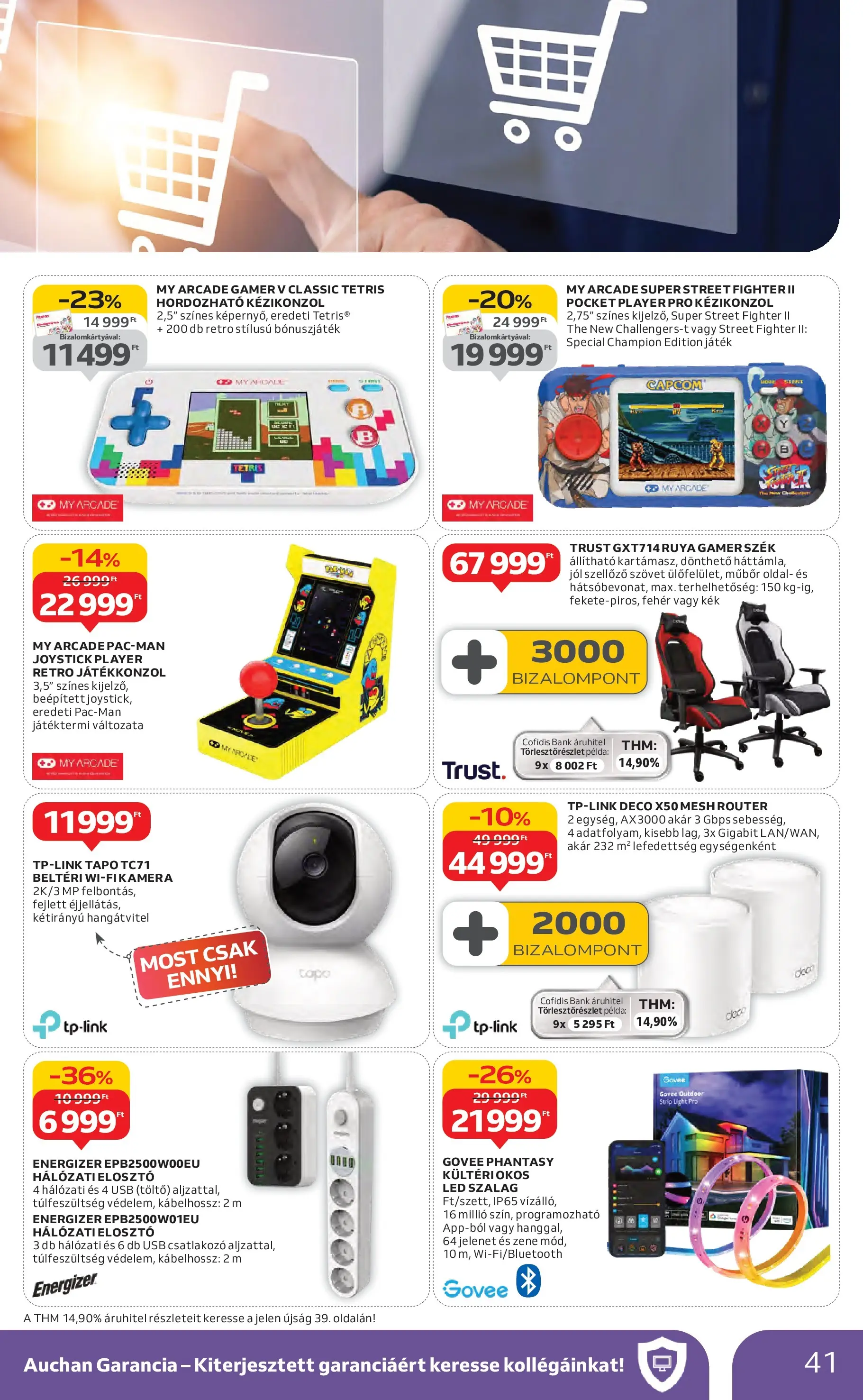 Auchan Akciós újság Miskolc - 2026.01.22. -tól/töl > akció, lapozható szórólap 🛍️ | Oldal: 41 | Termékek: Gamer szék, Játékkonzol, Led szalag, Töltő