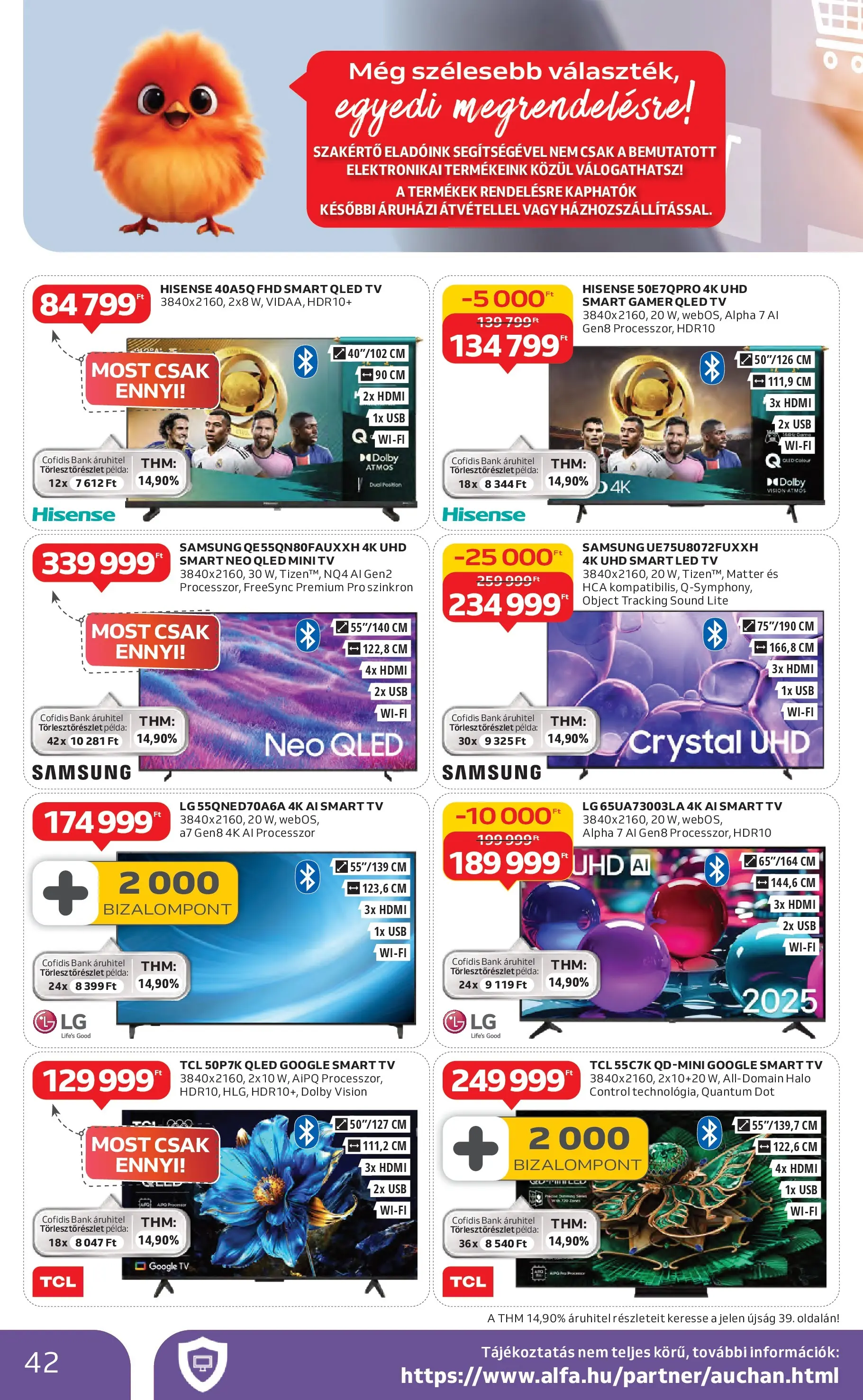 Auchan Akciós újság Miskolc - 2026.01.22. -tól/töl > akció, lapozható szórólap 🛍️ | Oldal: 42 | Termékek: USB, TV, Smart tv, Samsung