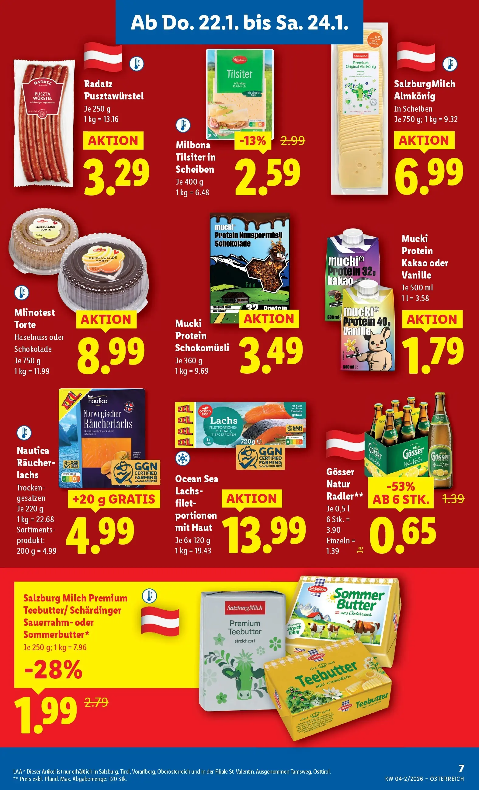 Lidl Flugblatt - Jenbach, Eferding, Dornbirn ab 22.01.2026 - Angebote ab donnerstag | Seite: 11 | Produkte: Milch, Butter, Schokolade, Sauerrahm