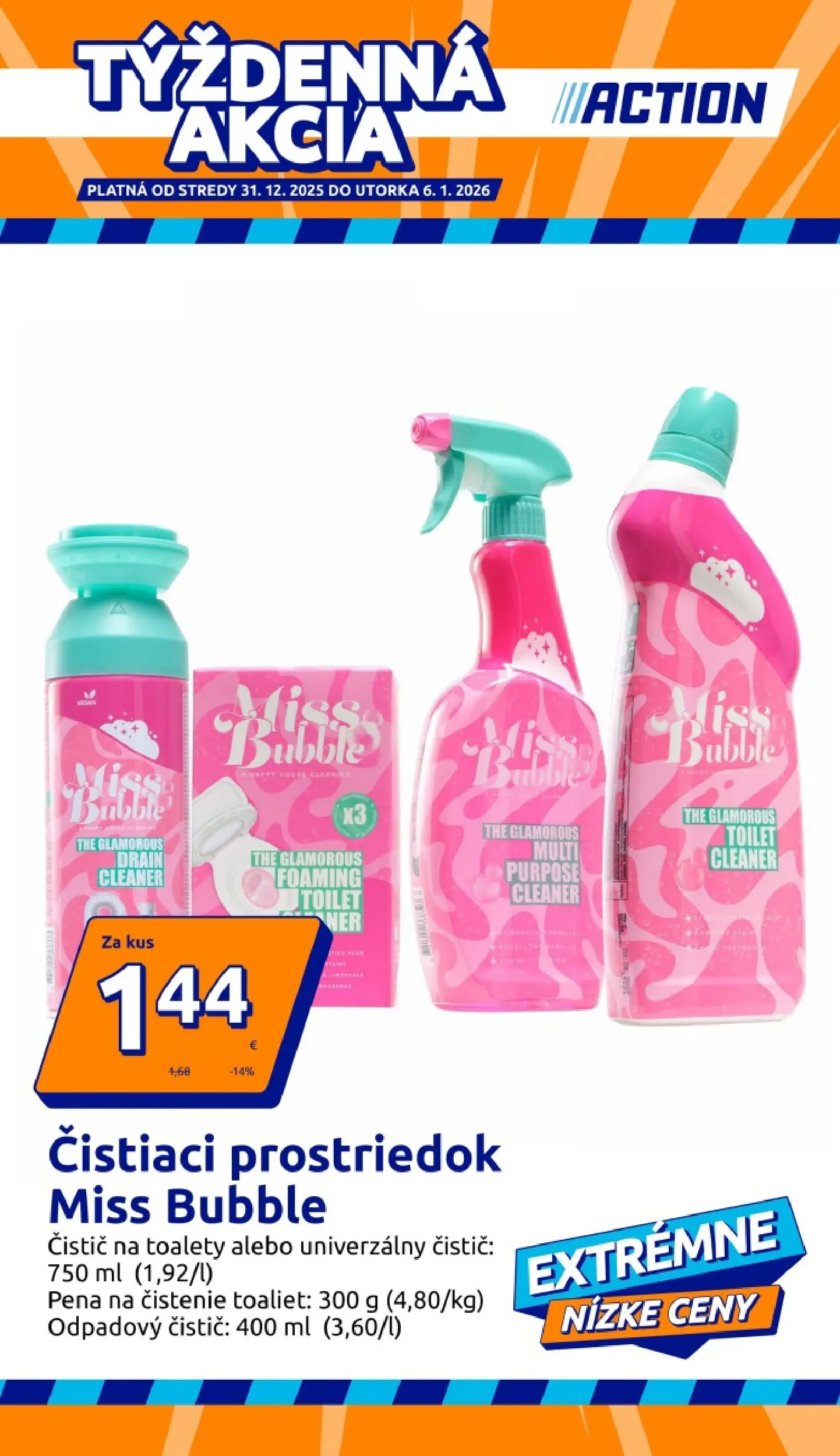 Objavte - Action leták platný do 28.01.2026 od 20.01.2026 » aktuálna akcia | Strana: 1 | Produkty: Čistiaci prostriedok