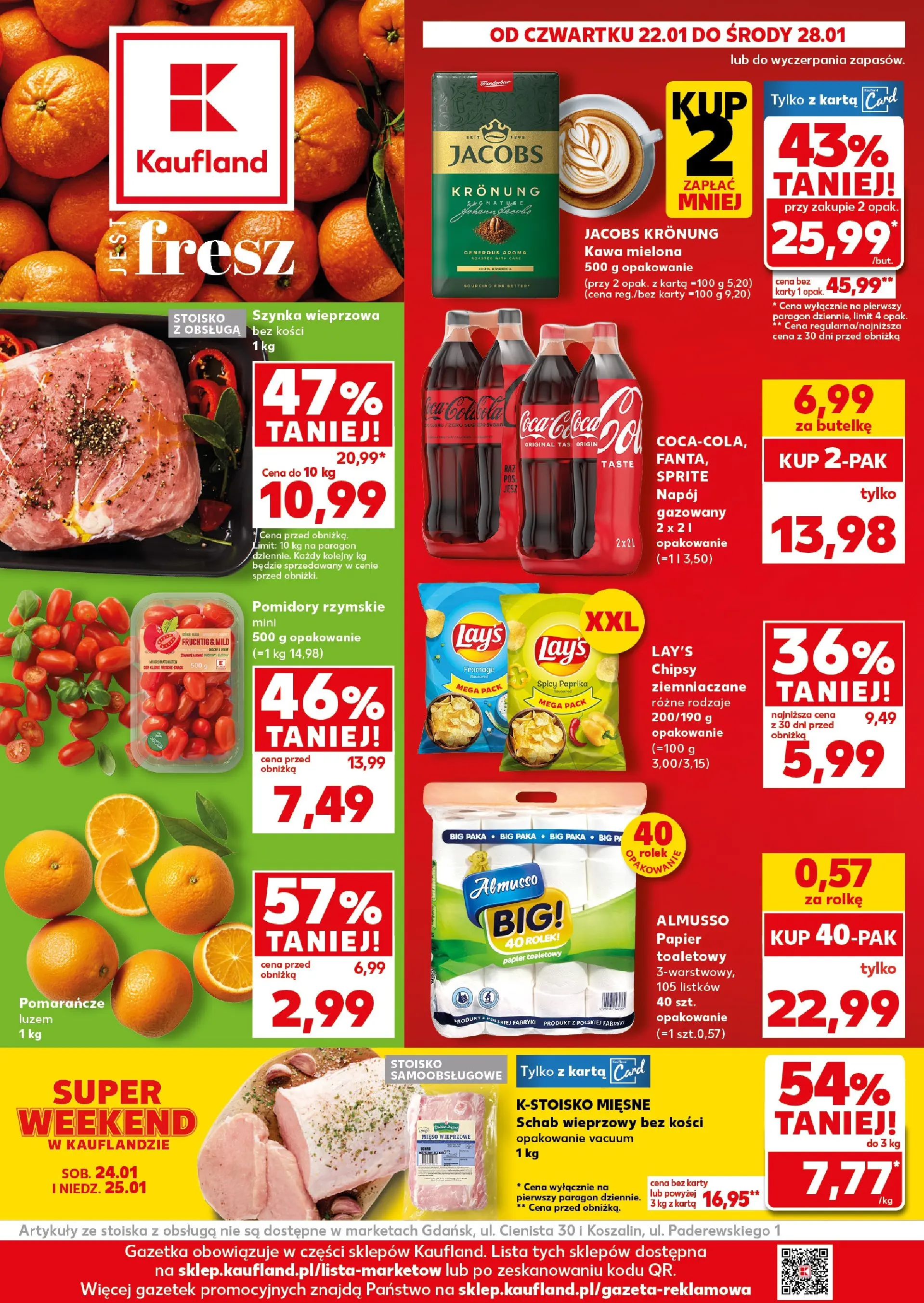 Kaufland gazetka od 22.01.2026 - od jutra PDF | Strona: 1 | Produkty: Karta, Schab wieprzowy, Schab wieprzowy bez kości, Szynka wieprzowa