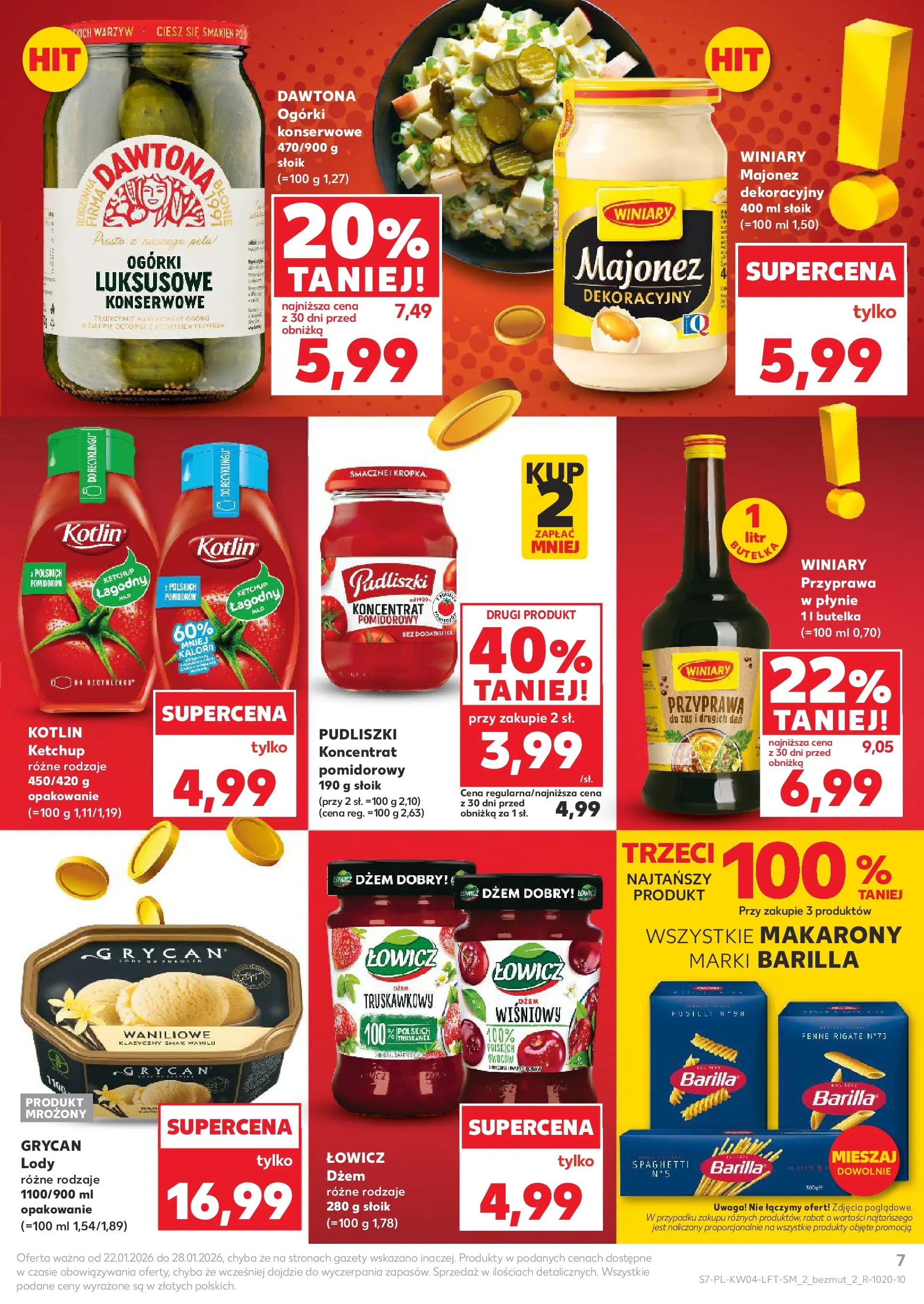 Kaufland gazetka od 22.01.2026 - od jutra PDF | Strona: 7 | Produkty: Ketchup, Penne, Lody, Majonez
