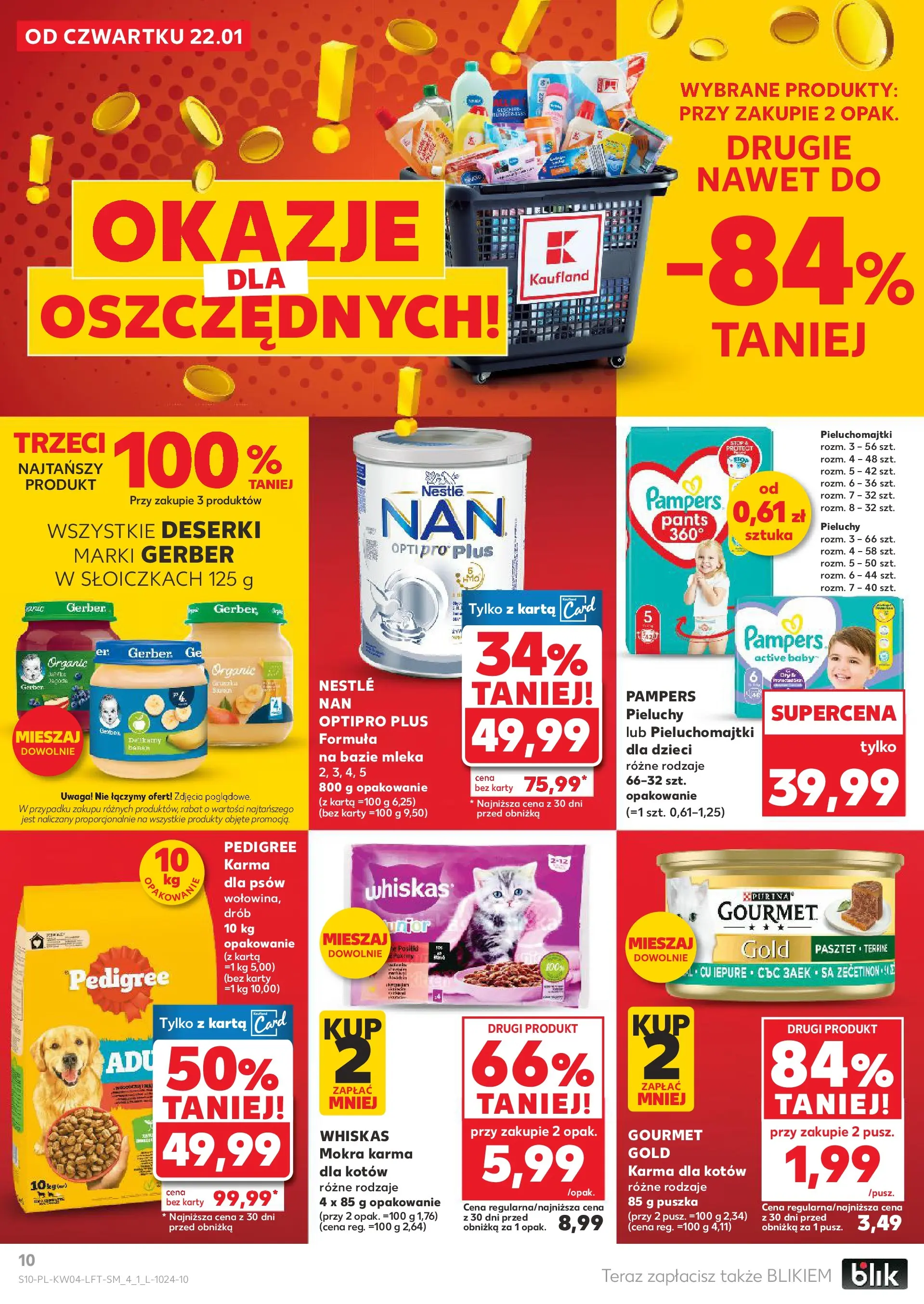 Kaufland gazetka od 22.01.2026 - od jutra PDF | Strona: 10 | Produkty: Karta, Pampers, Pieluchomajtki, Karma dla kotów