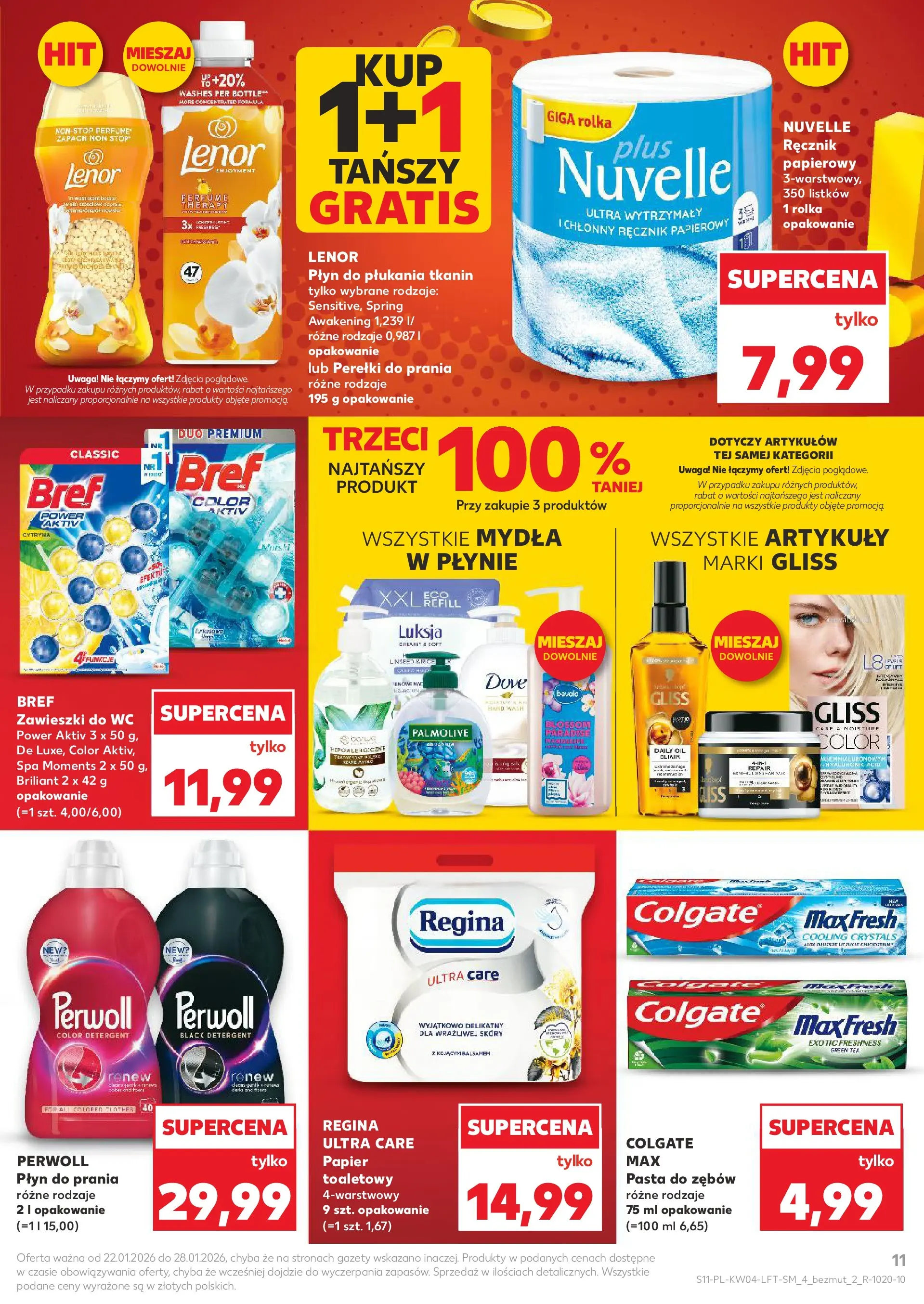 Kaufland gazetka od 22.01.2026 - od jutra PDF | Strona: 11 | Produkty: Zapach, Lenor płyn do płukania, Detergent, Ręcznik papierowy