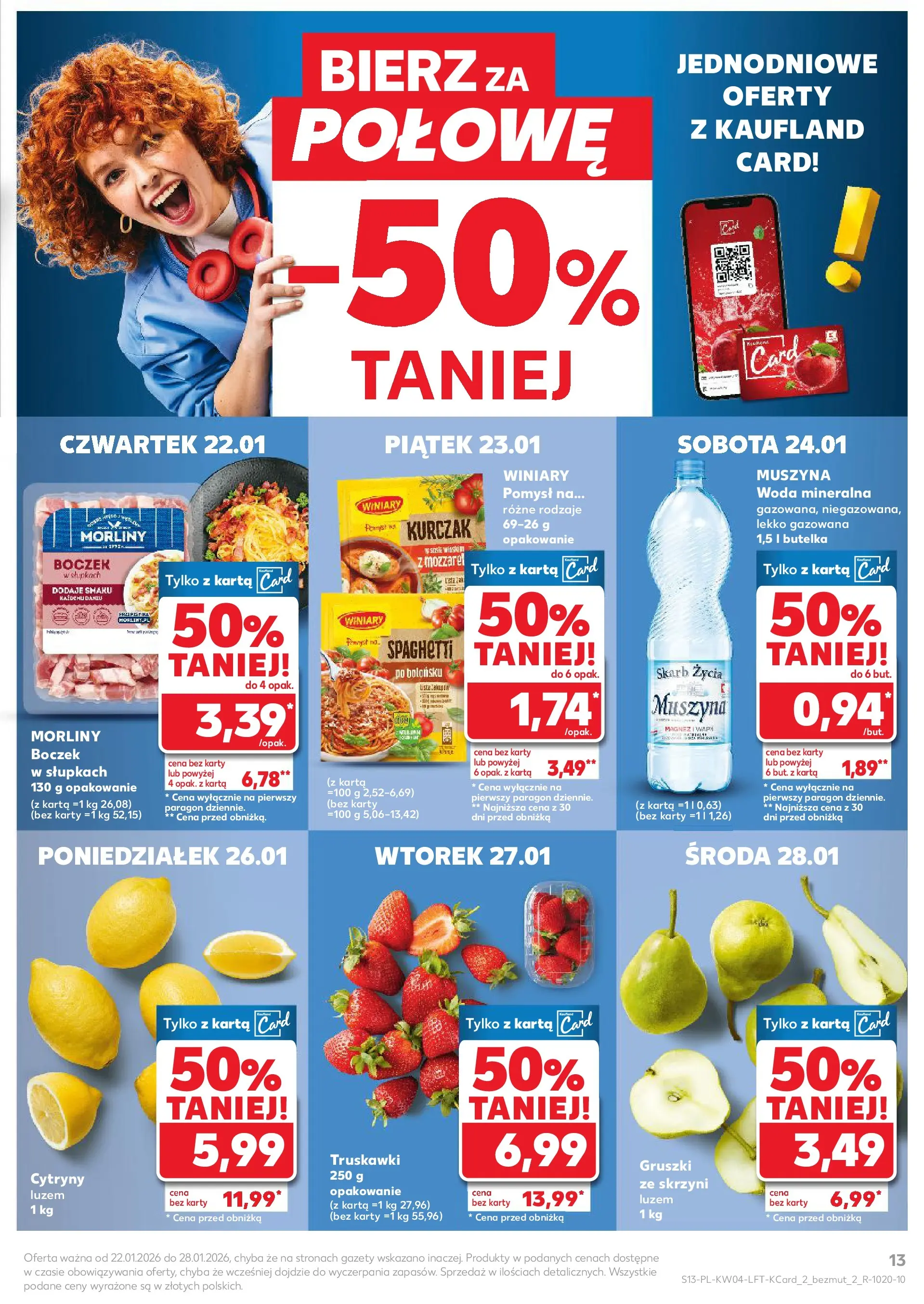 Kaufland gazetka od 22.01.2026 - od jutra PDF | Strona: 13 | Produkty: Karta, Cytryny, Boczek, Woda
