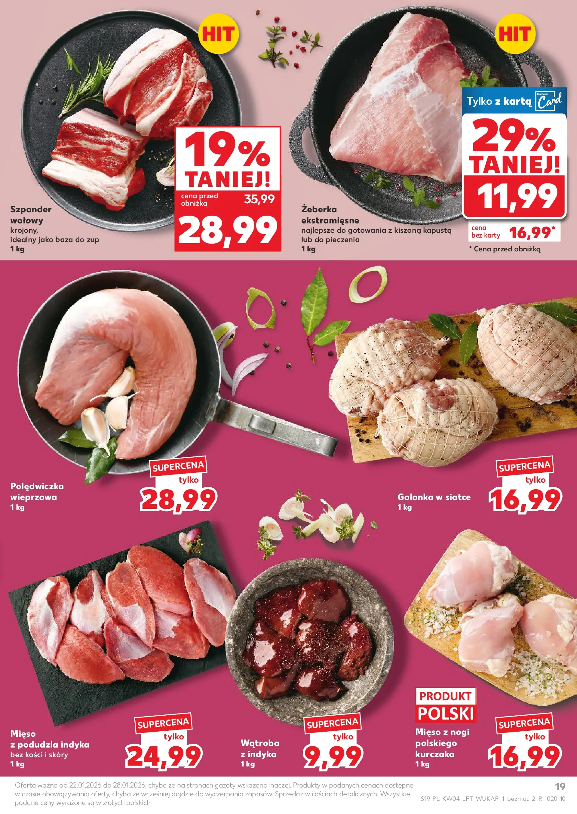 Kaufland gazetka od 22.01.2026 - od jutra PDF | Strona: 19 | Produkty: Kapusta, Karta, Mięso