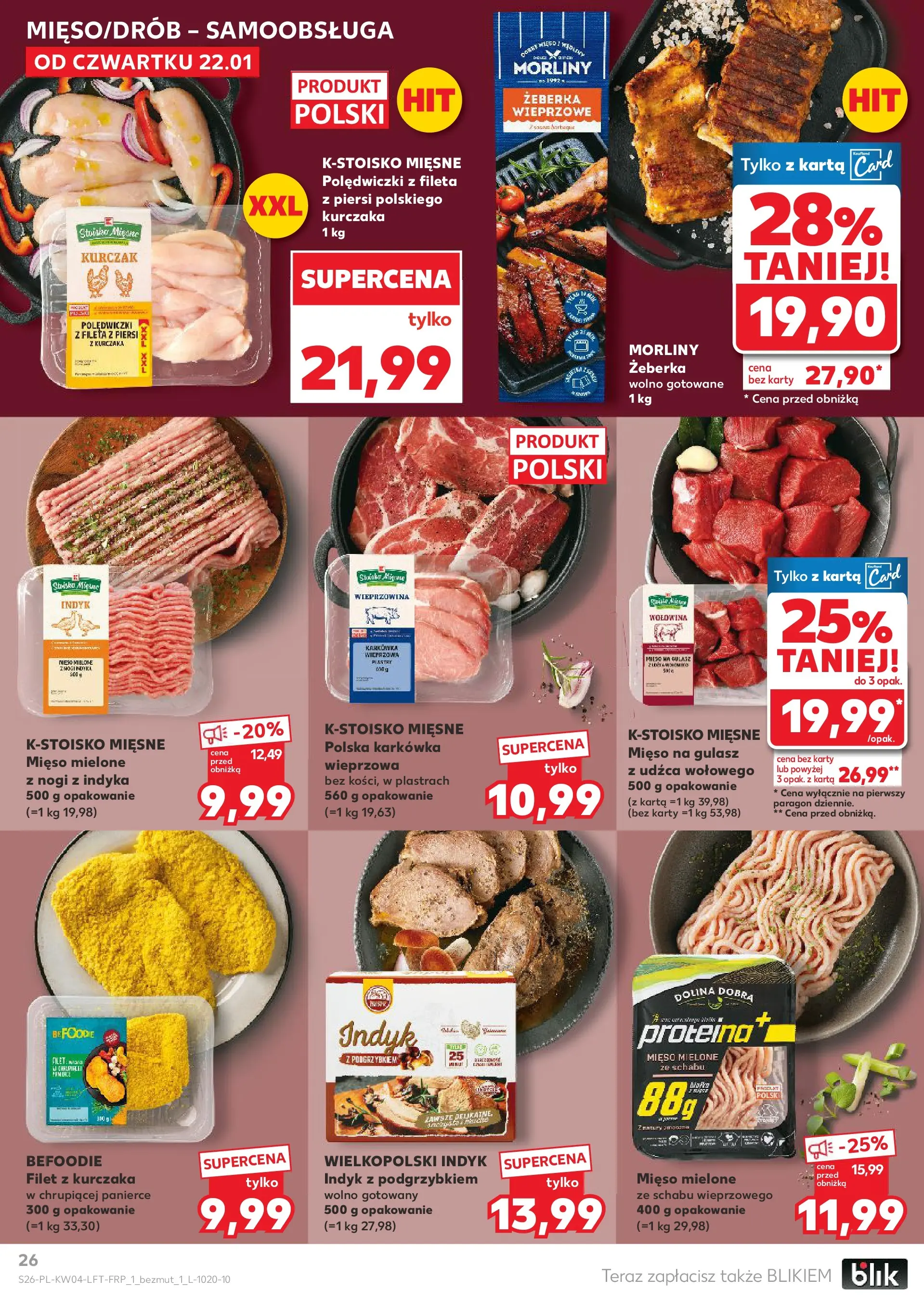 Kaufland gazetka od 22.01.2026 - od jutra PDF | Strona: 26 | Produkty: Karta, Piersi, Wolno gotowane, Mięso mielone