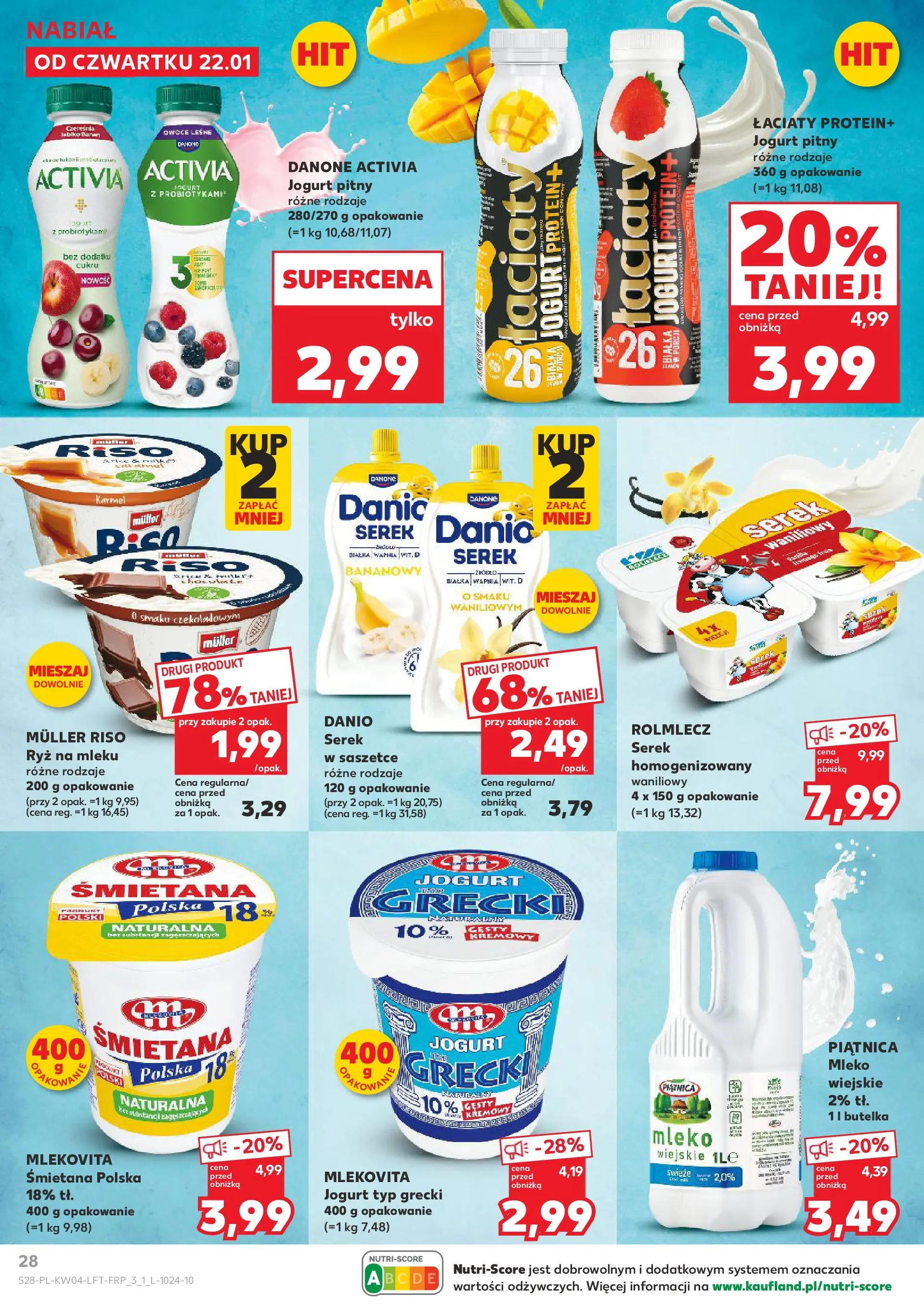 Kaufland gazetka od 22.01.2026 - od jutra PDF | Strona: 28 | Produkty: Serek, Jogurt pitny, Ryż, Śmietana