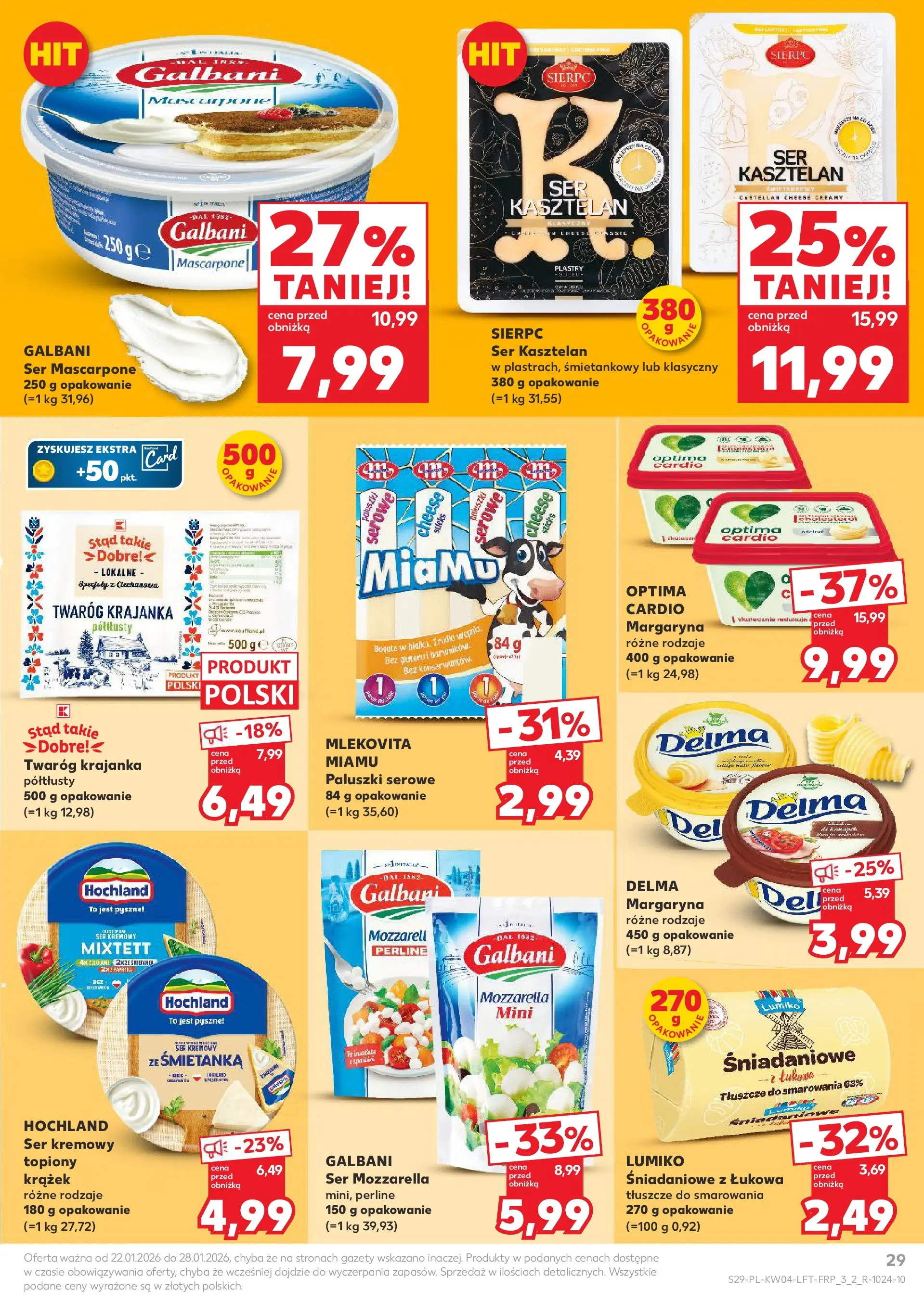 Kaufland gazetka od 22.01.2026 - od jutra PDF | Strona: 29 | Produkty: Mascarpone, Ser mascarpone, Mozzarella, Paluszki serowe