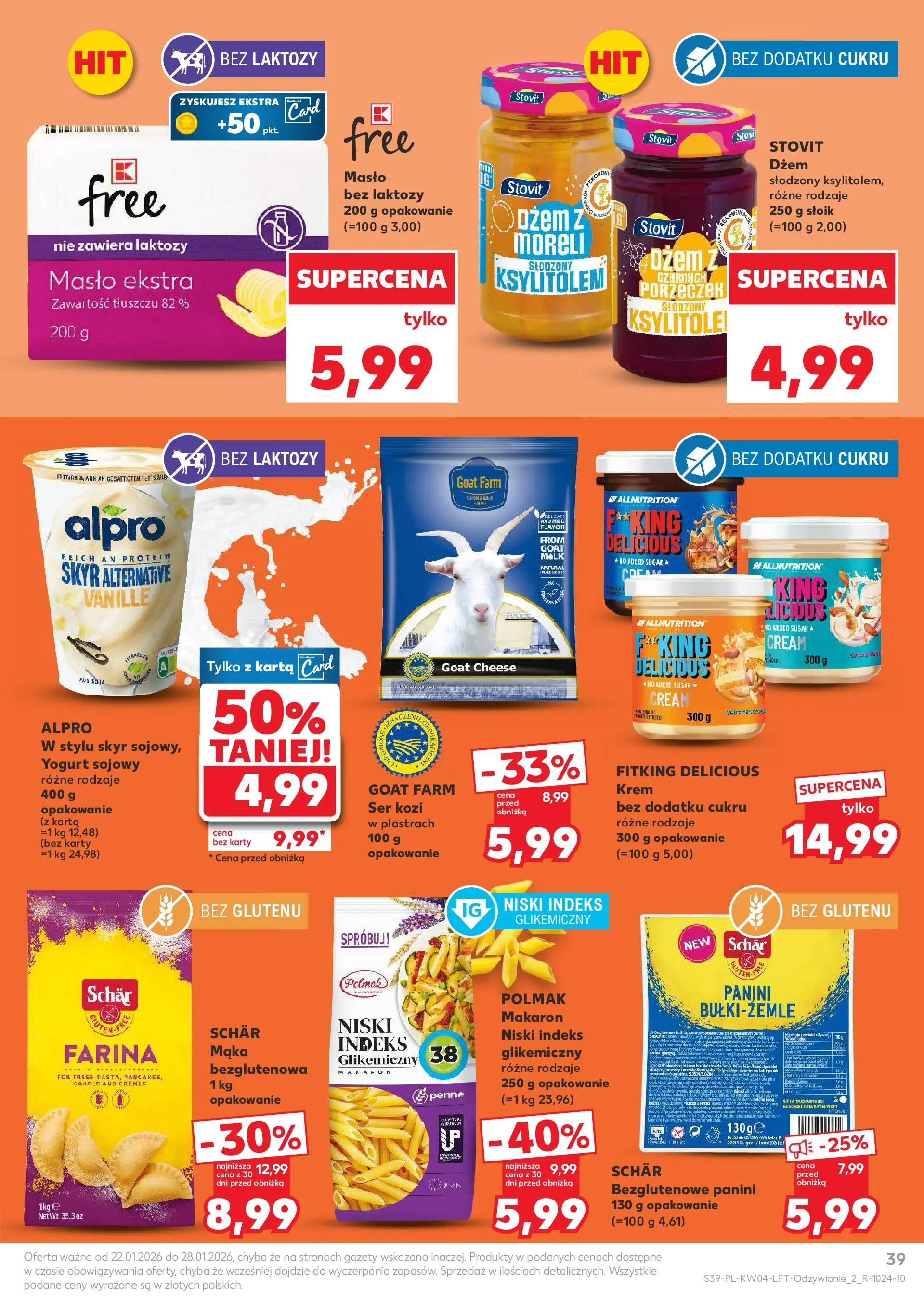 Kaufland gazetka od 22.01.2026 - od jutra PDF | Strona: 39 | Produkty: Ser kozi, Dżem, Ser, Krem