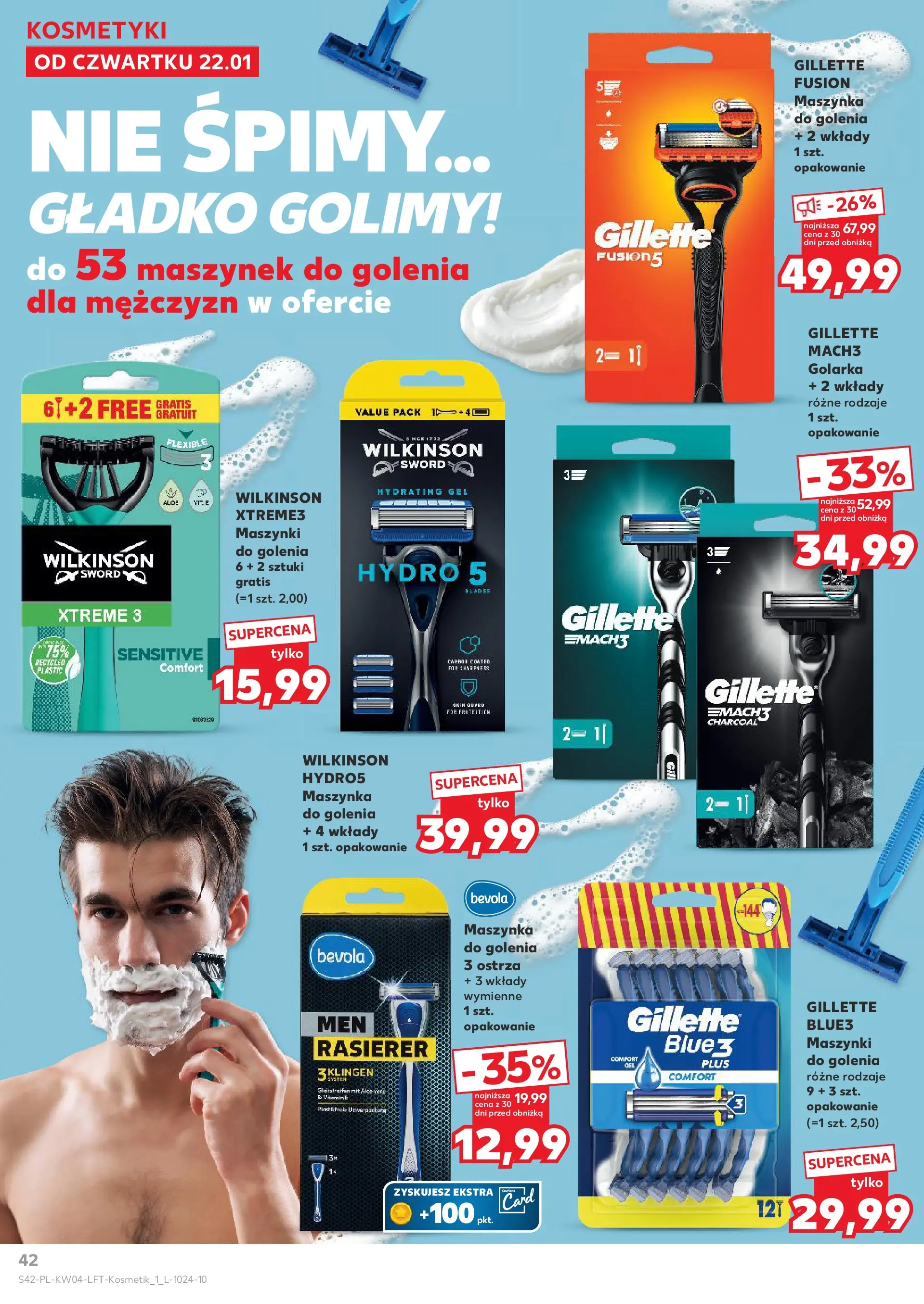 Kaufland gazetka od 22.01.2026 - od jutra PDF | Strona: 42 | Produkty: Gillette, Kosmetyki, Maszynka do golenia, Golarka