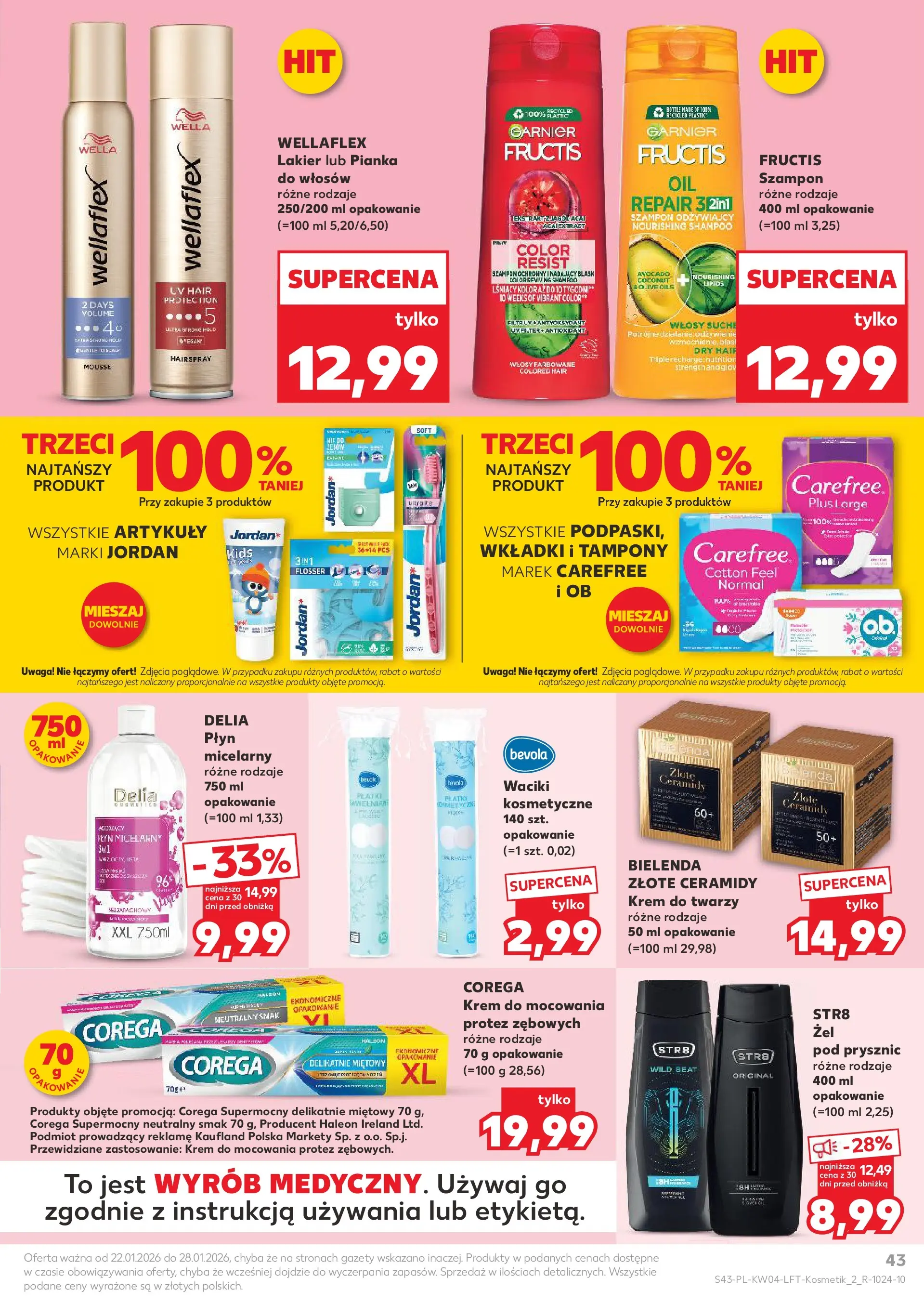 Kaufland gazetka od 22.01.2026 - od jutra PDF | Strona: 43 | Produkty: Tampony, Szampon, Płatki, Krem do twarzy