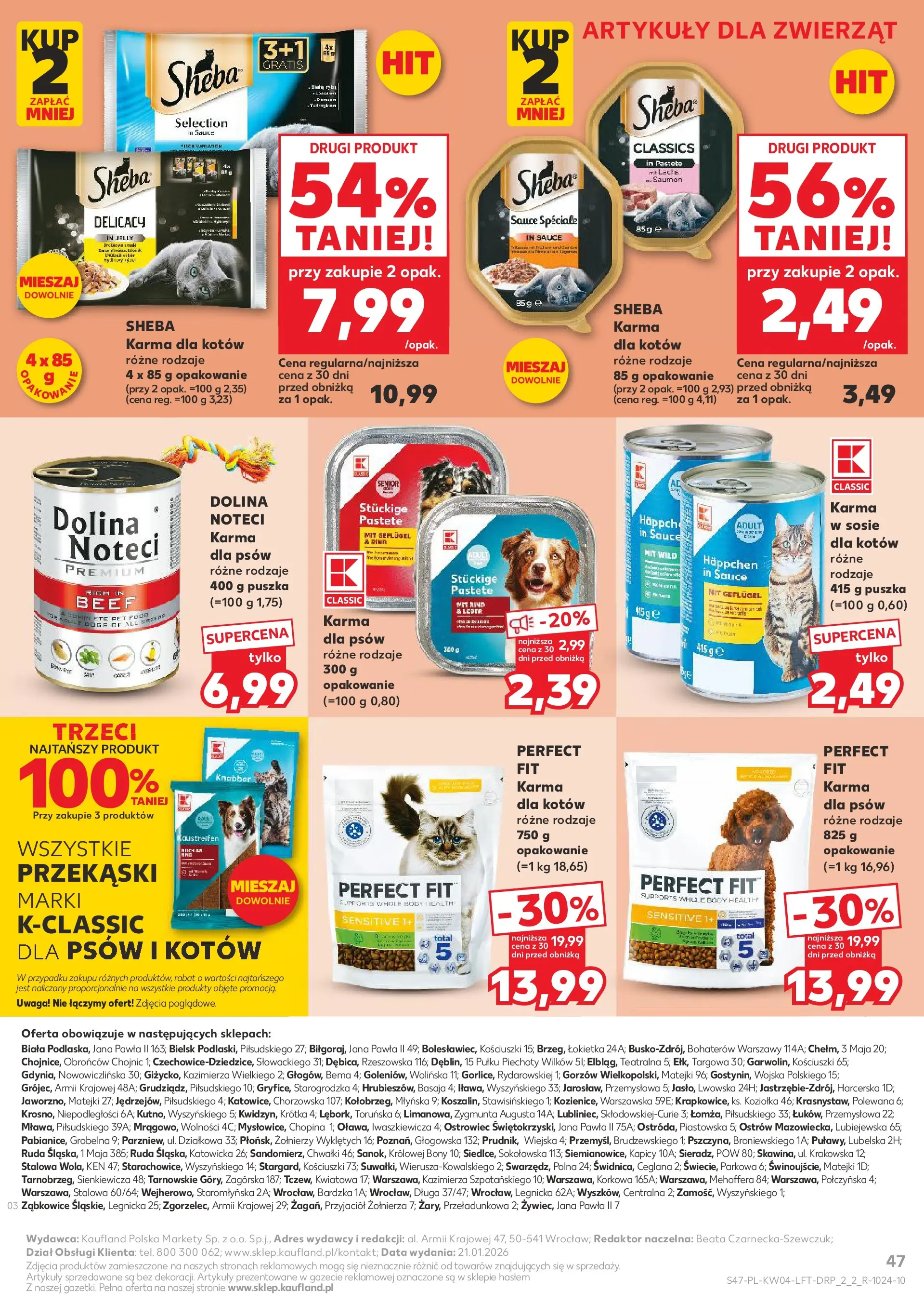 Kaufland gazetka od 22.01.2026 - od jutra PDF | Strona: 47 | Produkty: Karma dla kotów, Body