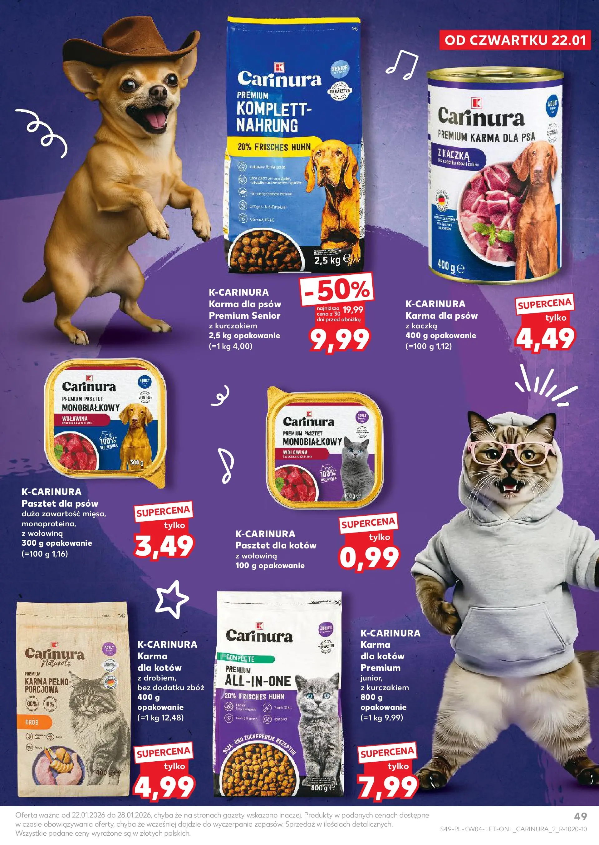 Kaufland gazetka od 22.01.2026 - od jutra PDF | Strona: 49 | Produkty: Kaczka, Wołowina, Soja, Karma dla psów