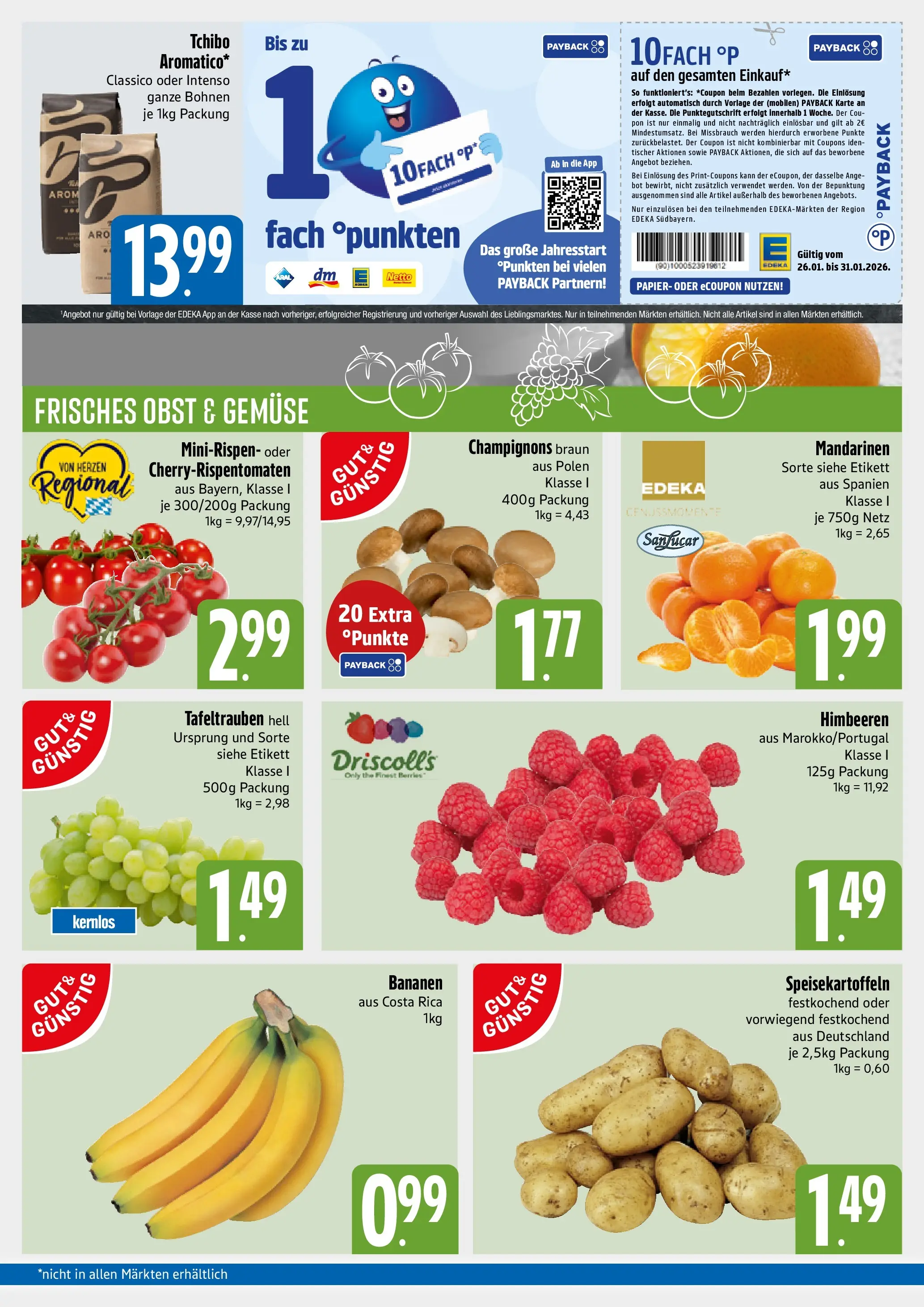 Edeka prospekt München	 (ab 26.01.2026) » Angebote Online | Seite: 3 | Produkte: Himbeeren, Mandarinen, Champignons, Obst