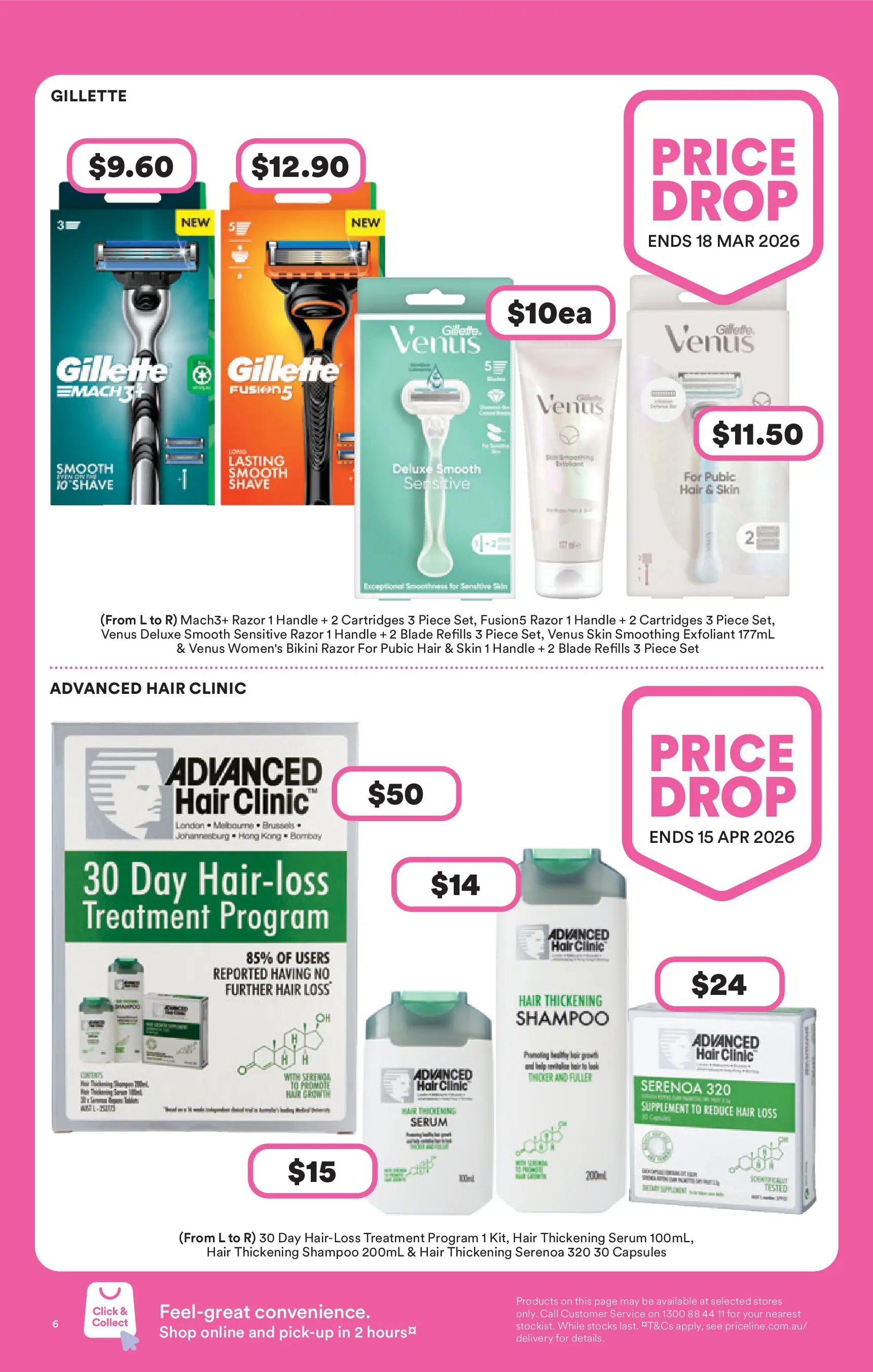 Priceline Pharmacy - Priceline Catalogue - 21/01/2026 > weekly / monthly specials | Page: 6 | Products: Bikini, Shampoo, Razor, Hair loss