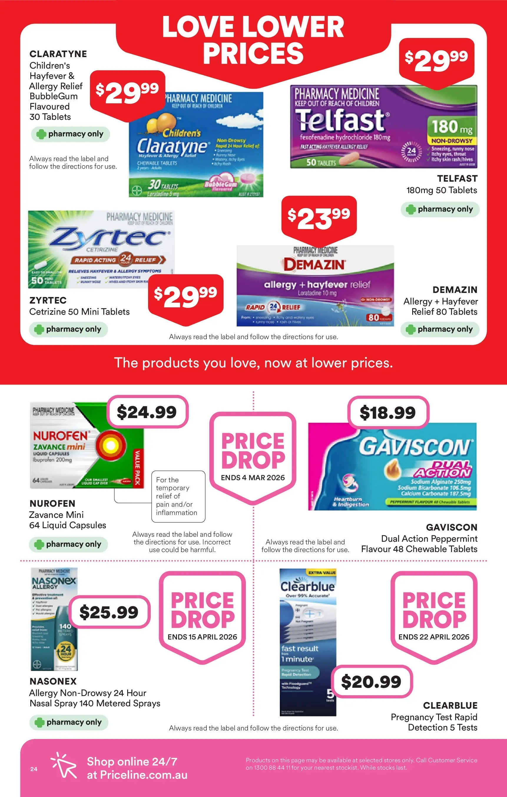 Priceline Pharmacy - Priceline Catalogue - 21/01/2026 > weekly / monthly specials | Page: 24 | Products: Nasal spray, Tablets, Allergy