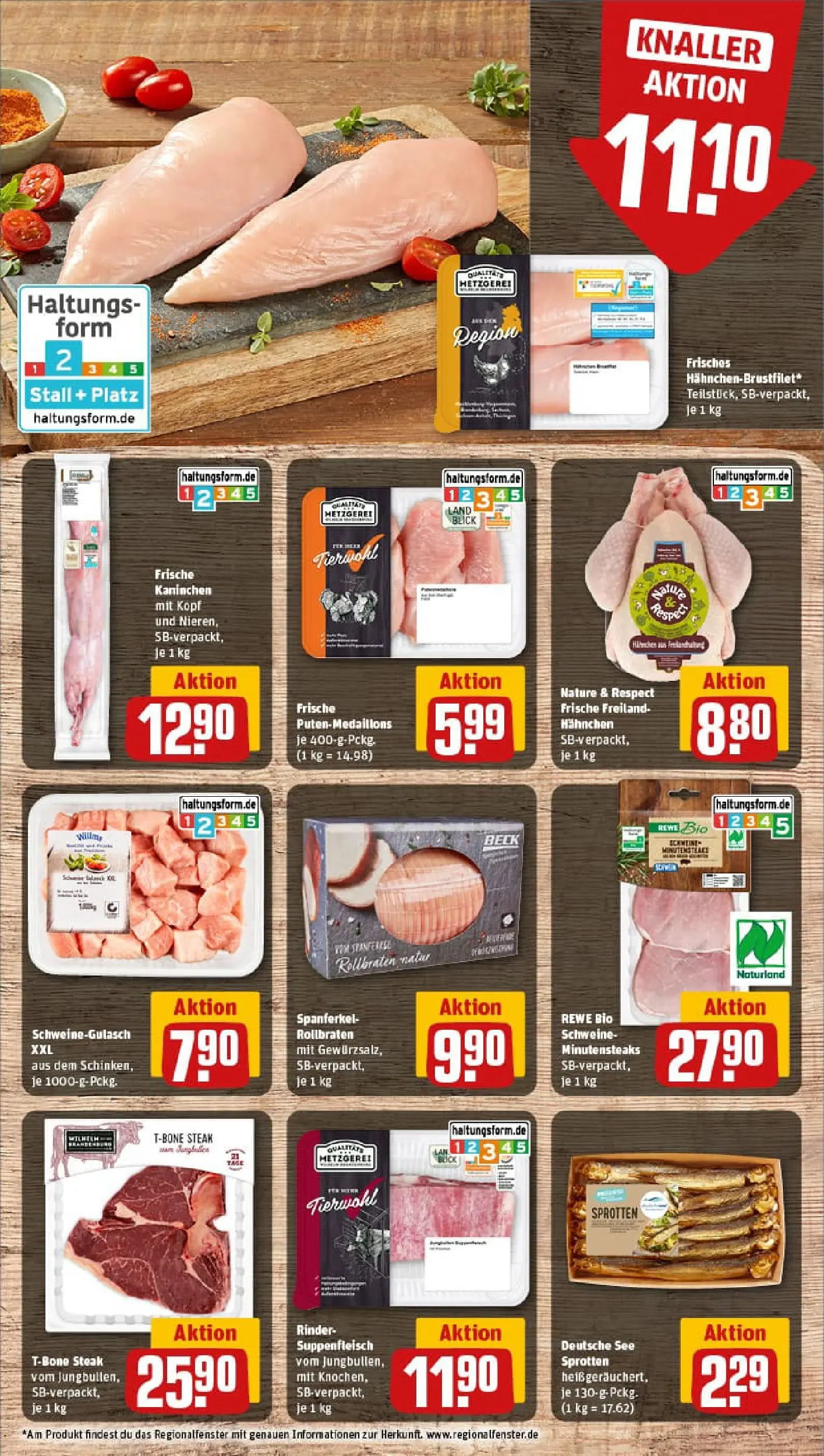 REWE Prospekt ab 26.01.2026 zum Blättern » Angebote | Seite: 8 | Produkte: Schweinegulasch, Kaninchen, Suppenfleisch, Steak