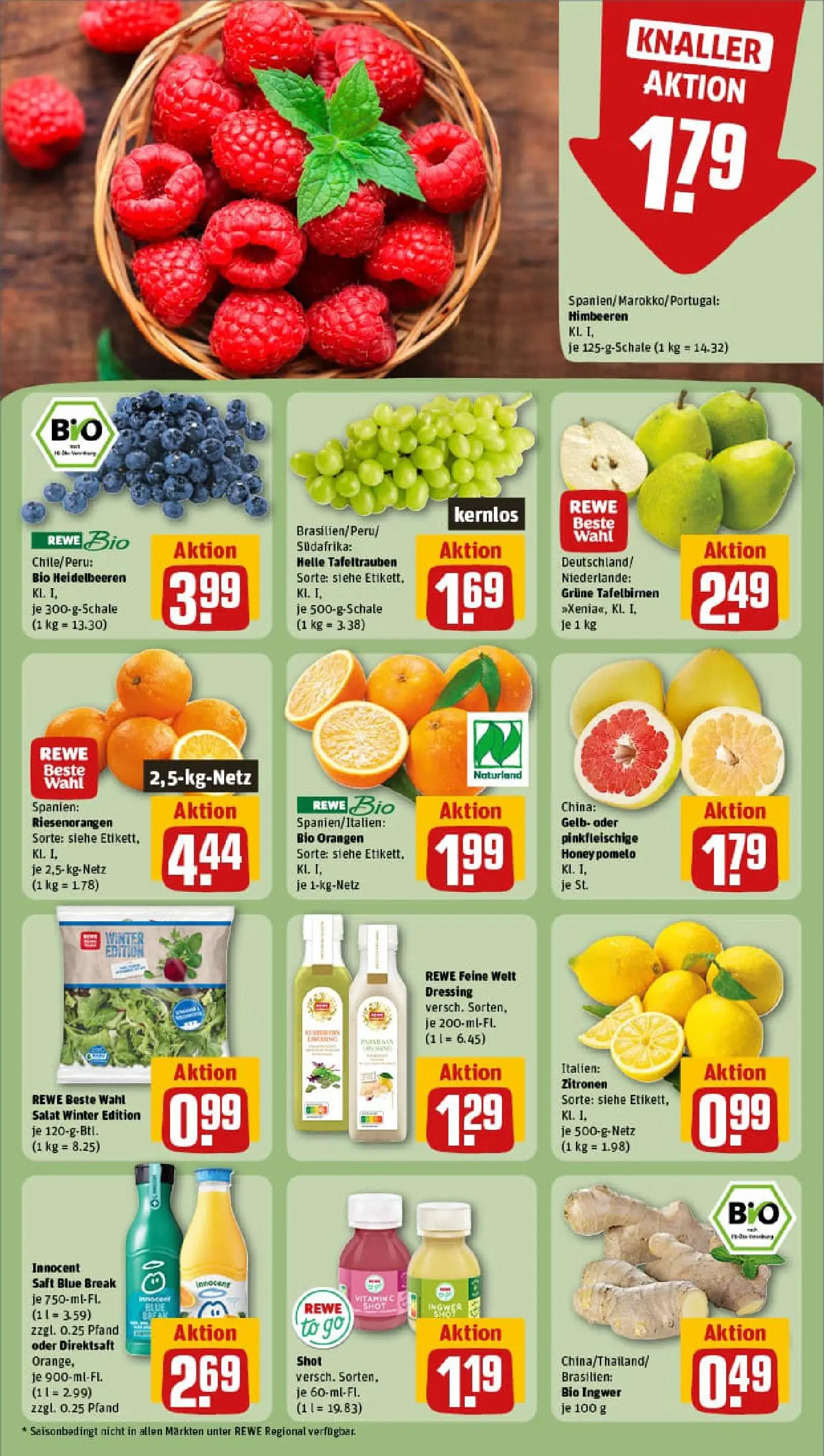 REWE Prospekt ab 26.01.2026 zum Blättern » Angebote | Seite: 6 | Produkte: Himbeeren, Dressing, Orangen, Zitronen