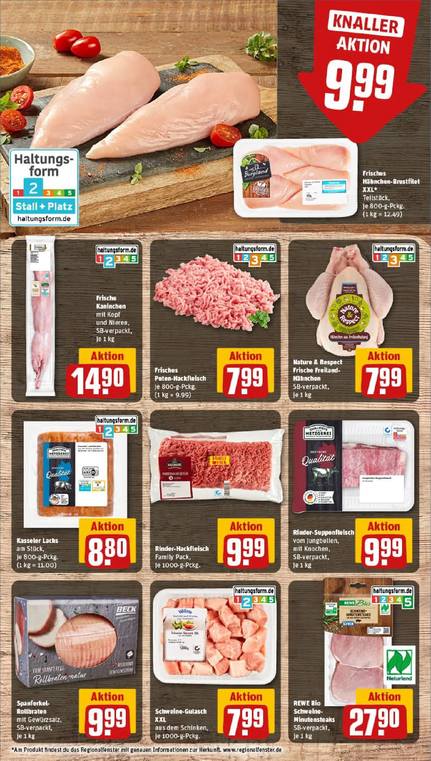 REWE Prospekt ab 26.01.2026 zum Blättern » Angebote | Seite: 10 | Produkte: Schweinegulasch, Hahnchen, Kaninchen, Lachs