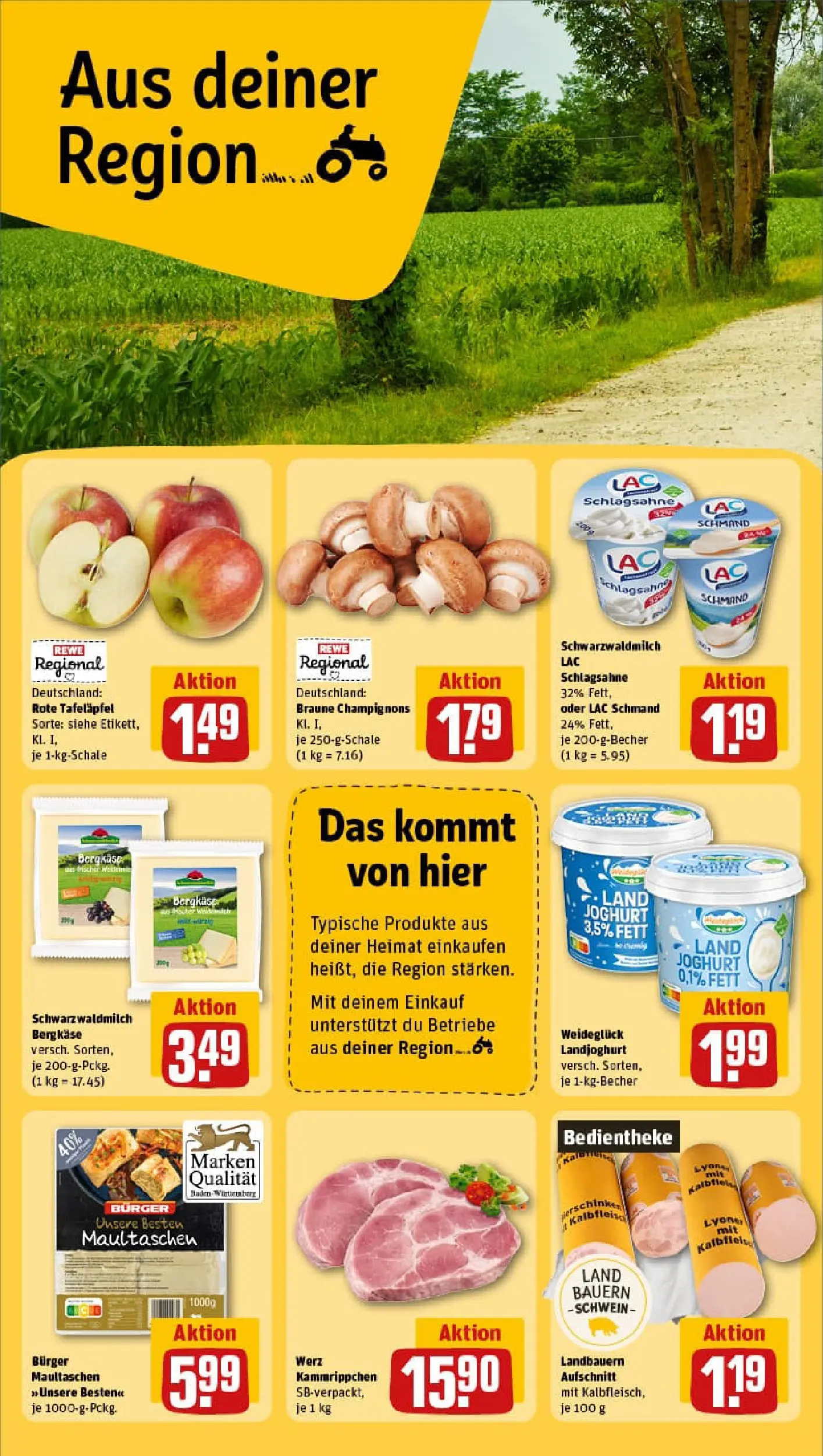 REWE Prospekt ab 26.01.2026 zum Blättern » Angebote | Seite: 20 | Produkte: Käse, Joghurt, Burger, Maultaschen