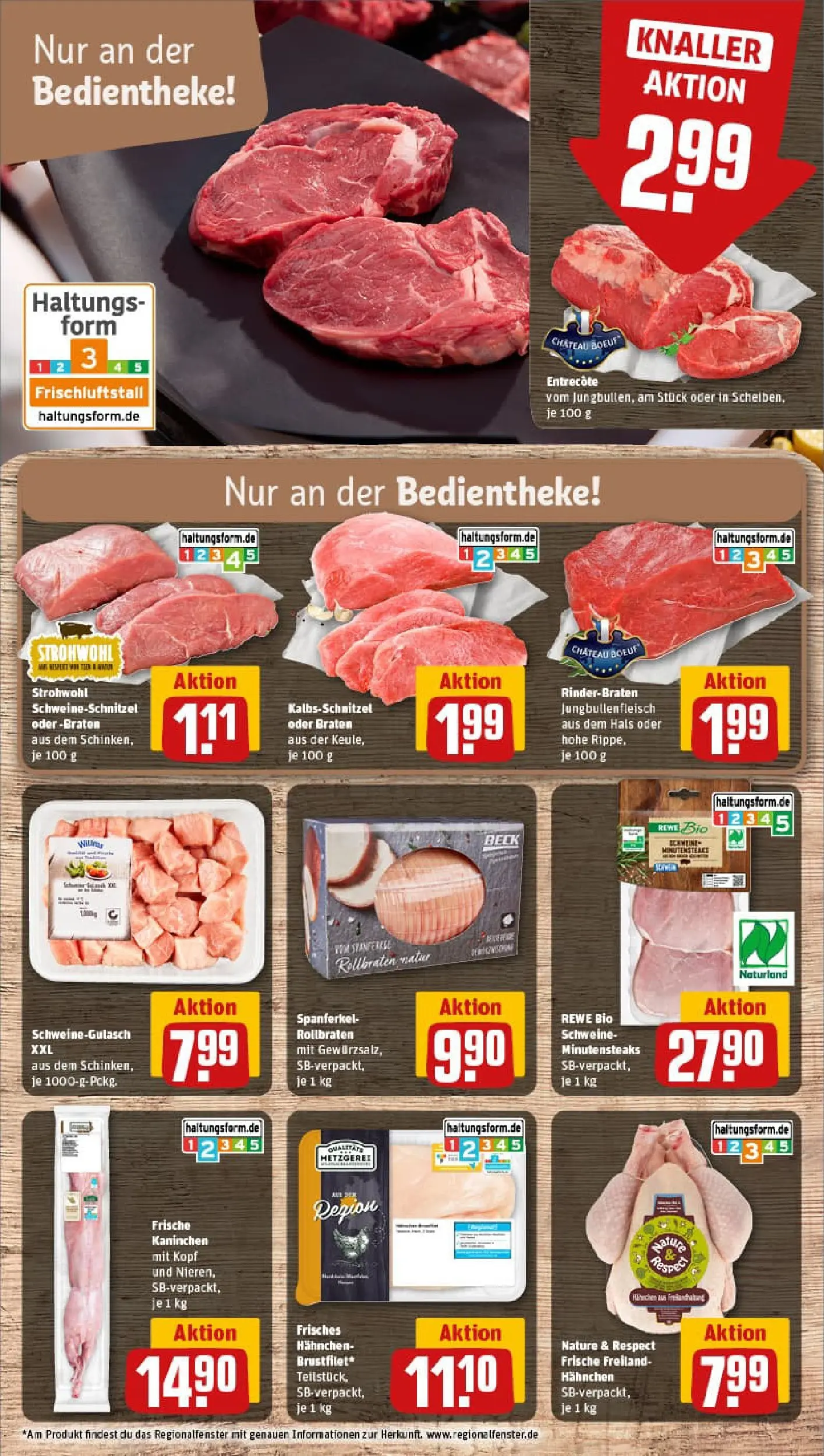 REWE Prospekt ab 26.01.2026 zum Blättern » Angebote | Seite: 8 | Produkte: Rinderbraten, Hahnchen, Kaninchen, Steak