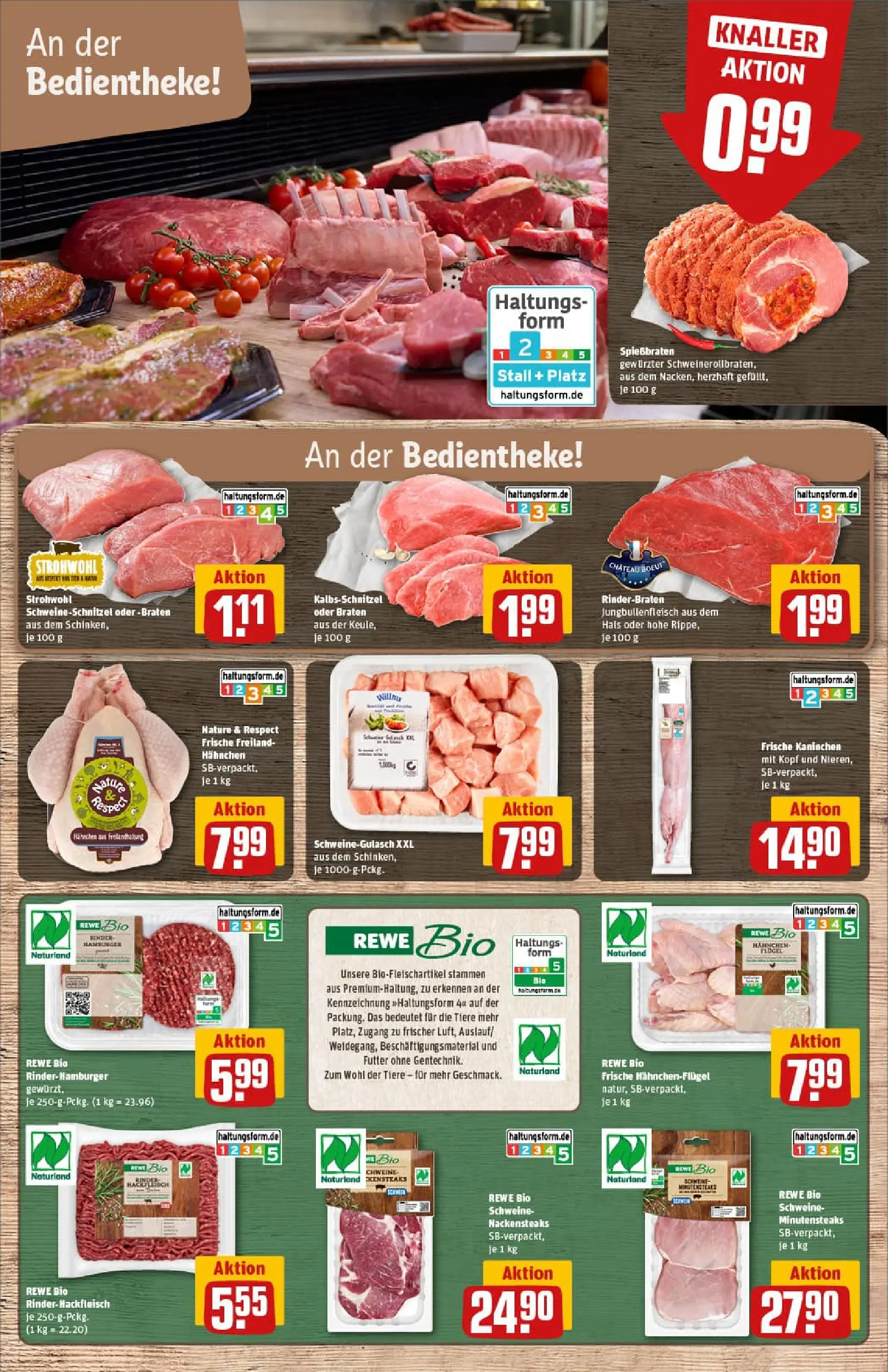 REWE Prospekt ab 26.01.2026 zum Blättern » Angebote | Seite: 8 | Produkte: Rinderbraten, Hahnchen, Kaninchen, Hackfleisch