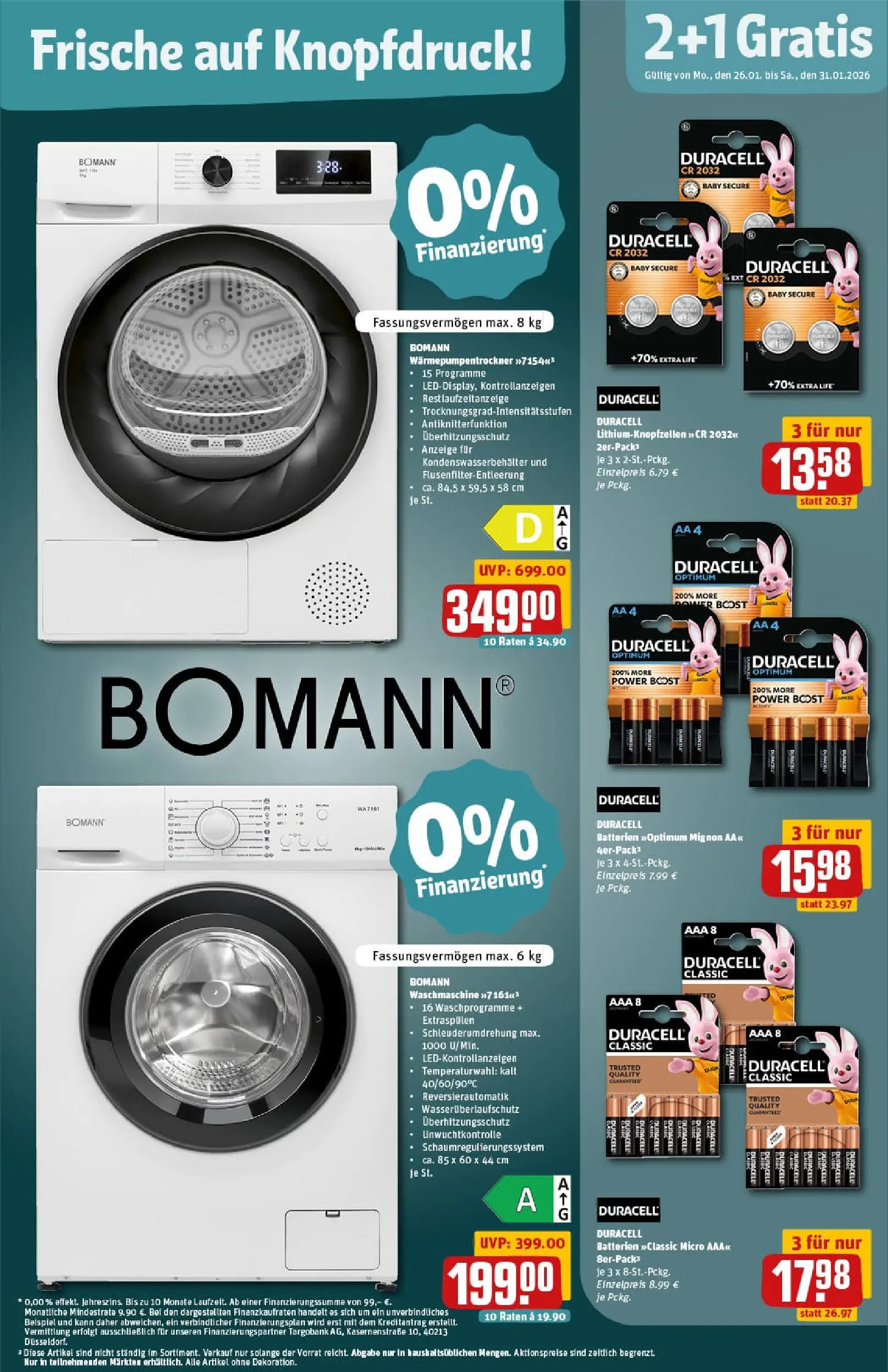 REWE Prospekt ab 26.01.2026 zum Blättern » Angebote | Seite: 33 | Produkte: Batterien, Waschmaschine