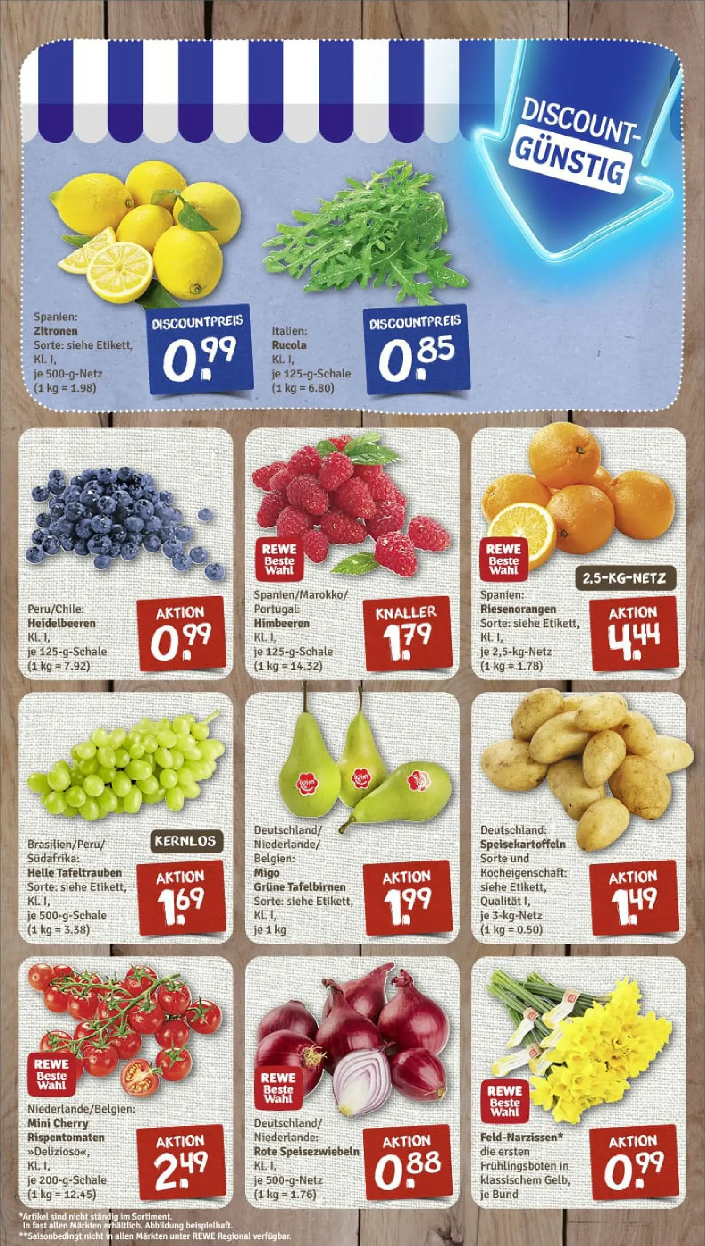 REWE Prospekt ab 26.01.2026 zum Blättern » Angebote | Seite: 3 | Produkte: Himbeeren, Rucola, Heidelbeeren, Zitronen