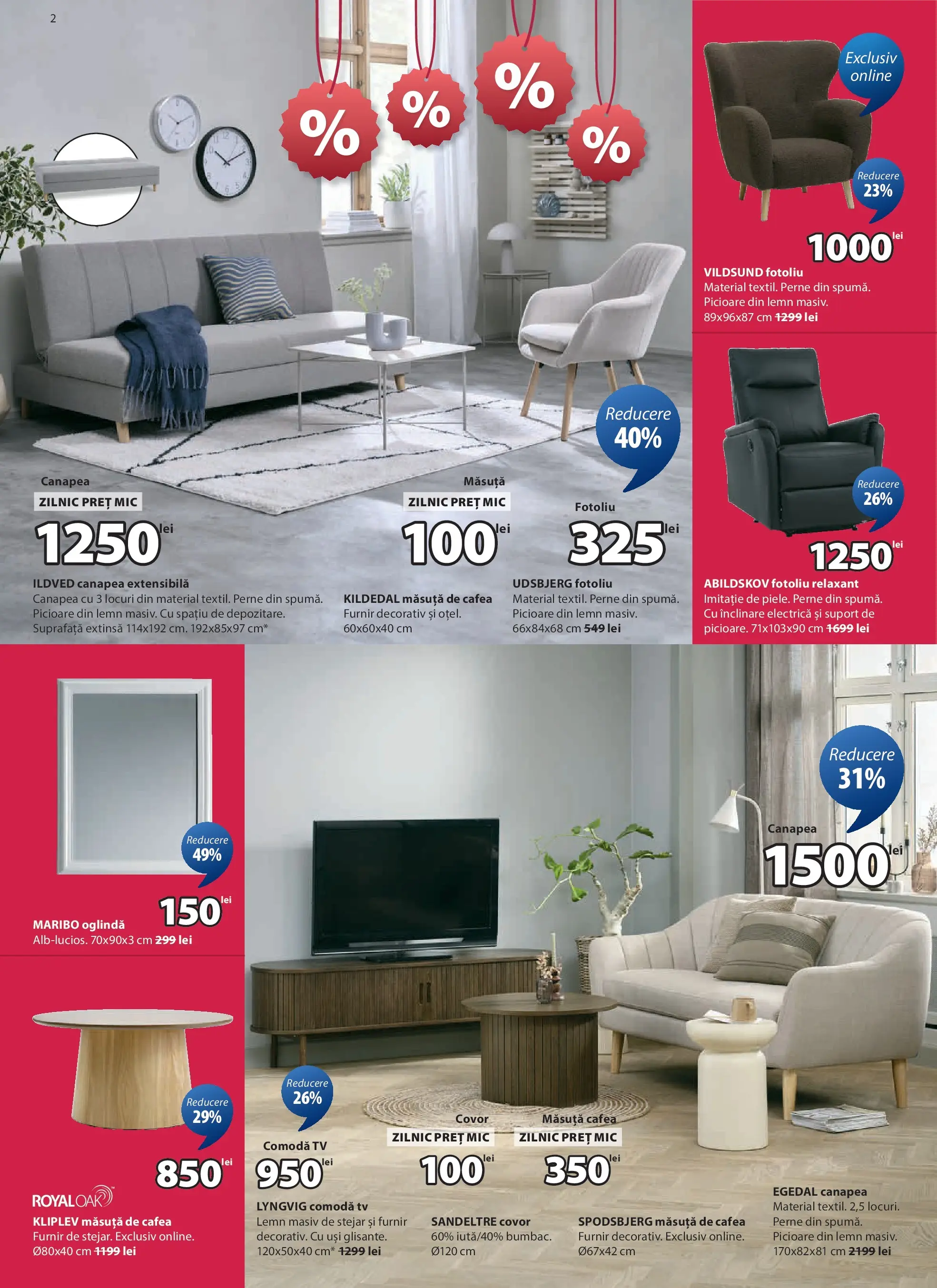 JYSK - Catalog JYSK până în data de 22.02.2026 - Oferta 23.01.2026 - 22.02.2026 | Pagină: 2 | Produse: Canapea, Oglindă, Covor, Cafea