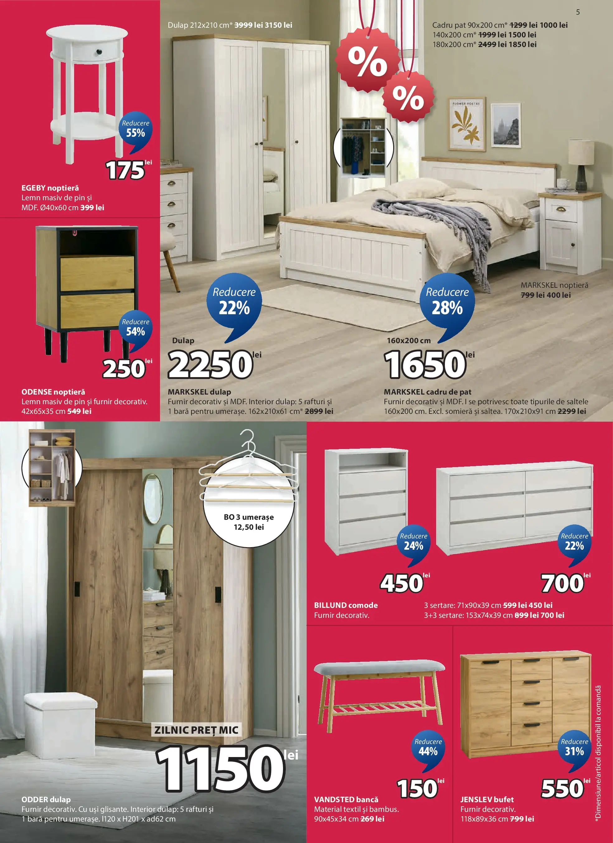 JYSK - Catalog JYSK până în data de 22.02.2026 - Oferta 23.01.2026 - 22.02.2026 | Pagină: 5 | Produse: Pat, Noptieră, Bufet, Bancă