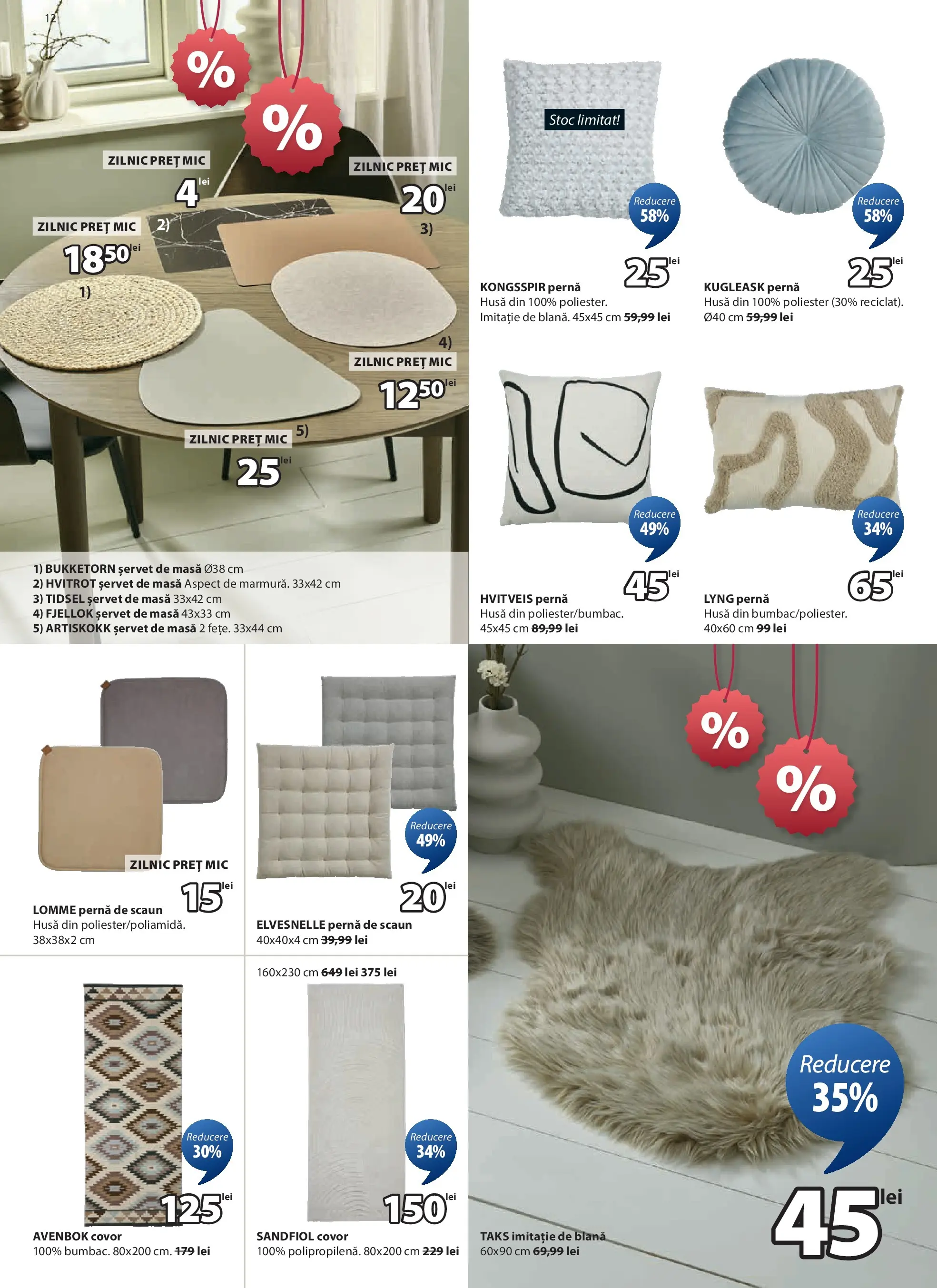 JYSK - Catalog JYSK până în data de 22.02.2026 - Oferta 23.01.2026 - 22.02.2026 | Pagină: 12 | Produse: Pernă, Masă, Scaun, Covor