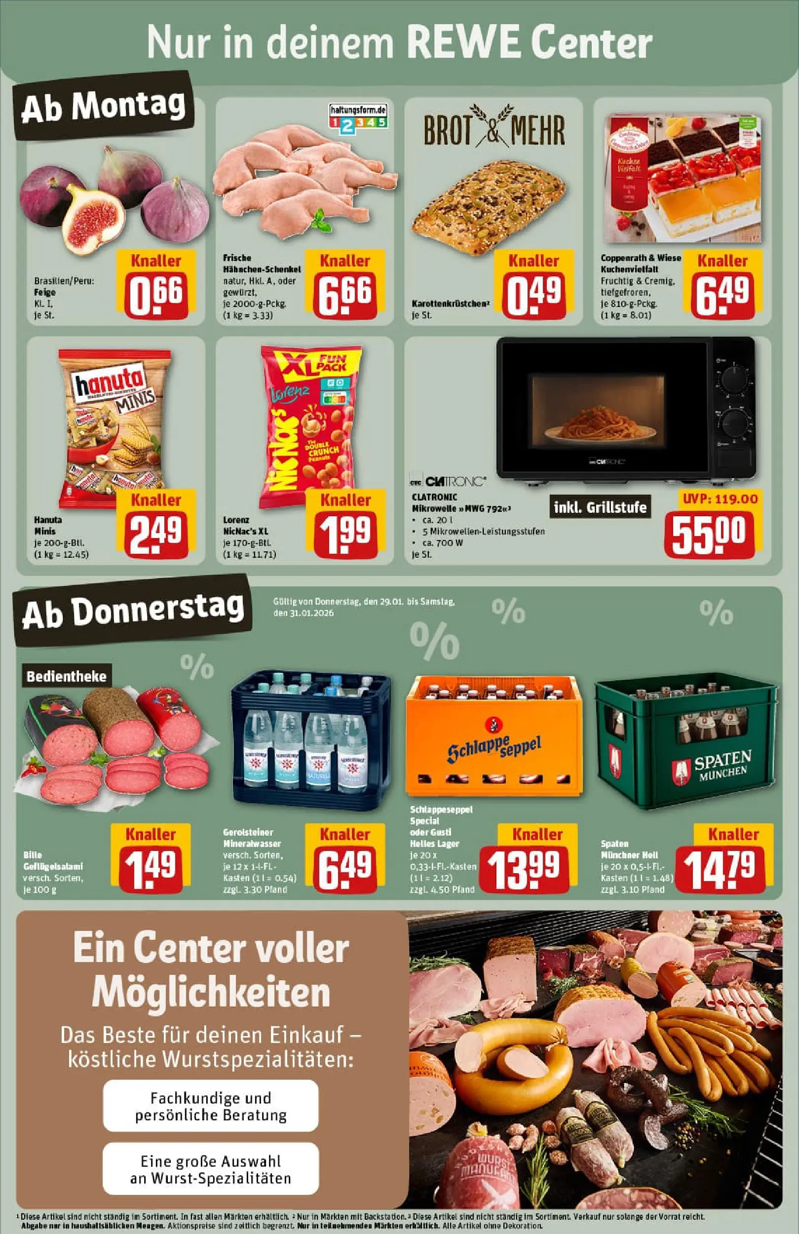 REWE Prospekt ab 26.01.2026 zum Blättern » Angebote | Seite: 3 | Produkte: Hahnchenschenkel, Mineralwasser, Brot, Gerolsteiner