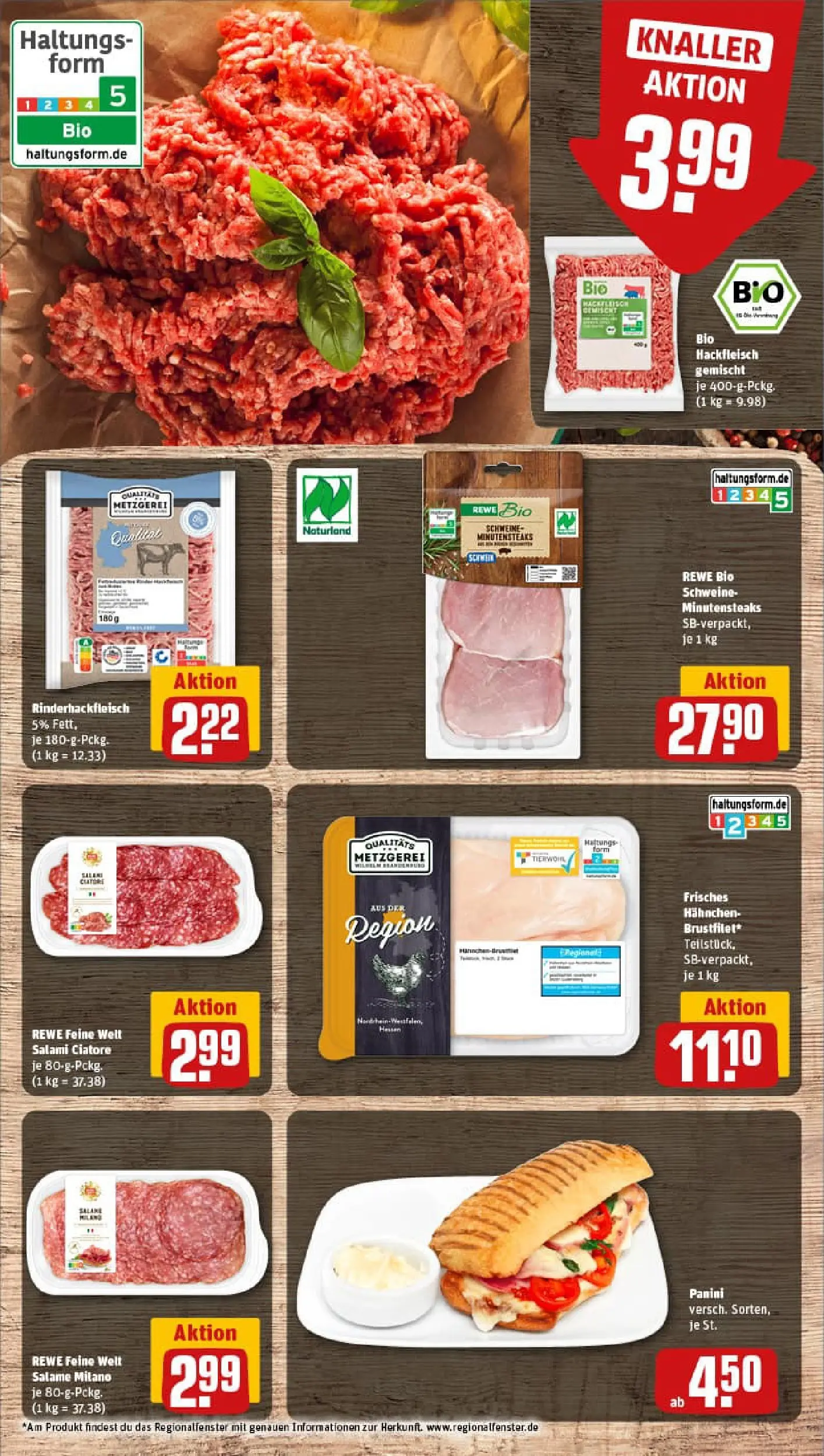 REWE Prospekt ab 26.01.2026 zum Blättern » Angebote | Seite: 8 | Produkte: Hahnchen, Salami, Steak, Hackfleisch