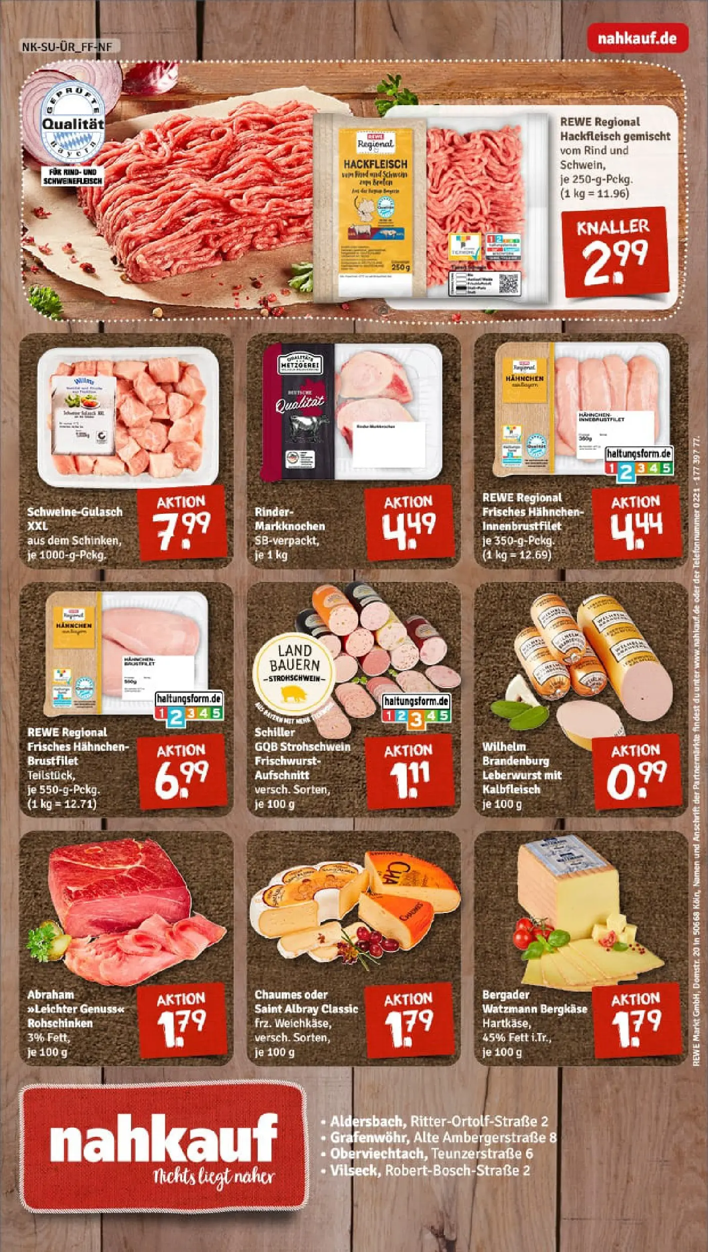 REWE Prospekt ab 26.01.2026 zum Blättern » Angebote | Seite: 8 | Produkte: Schweinegulasch, Hahnchen, Schweinefleisch, Hackfleisch