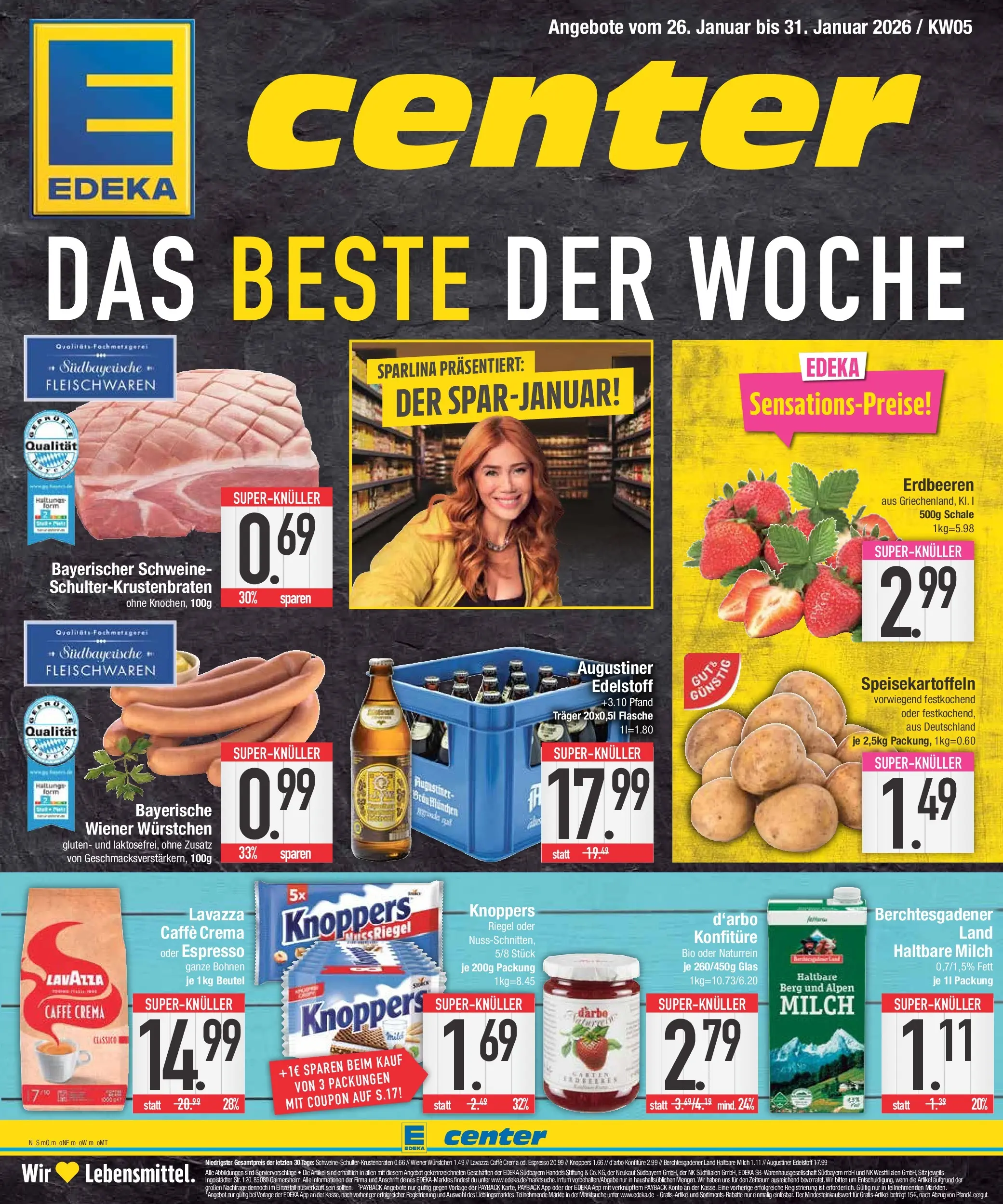 Edeka prospekt Traunstein	 (ab 26.01.2026) » Angebote Online | Seite: 1 | Produkte: Milch, Haltbare milch, Knoppers, Erdbeeren