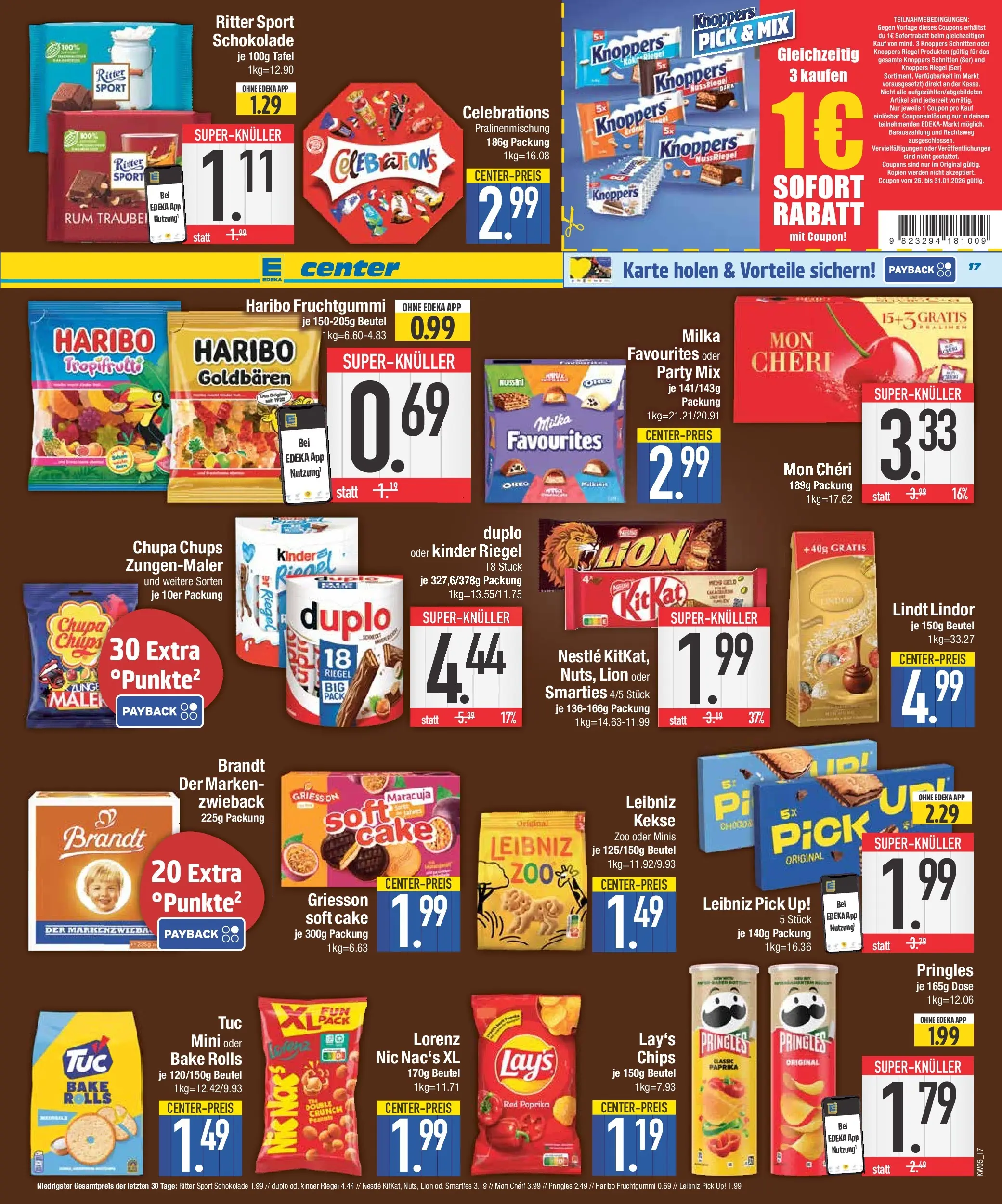 Edeka prospekt Traunstein	 (ab 26.01.2026) » Angebote Online | Seite: 17 | Produkte: Smarties, Kinder riegel, Paprika, Knoppers