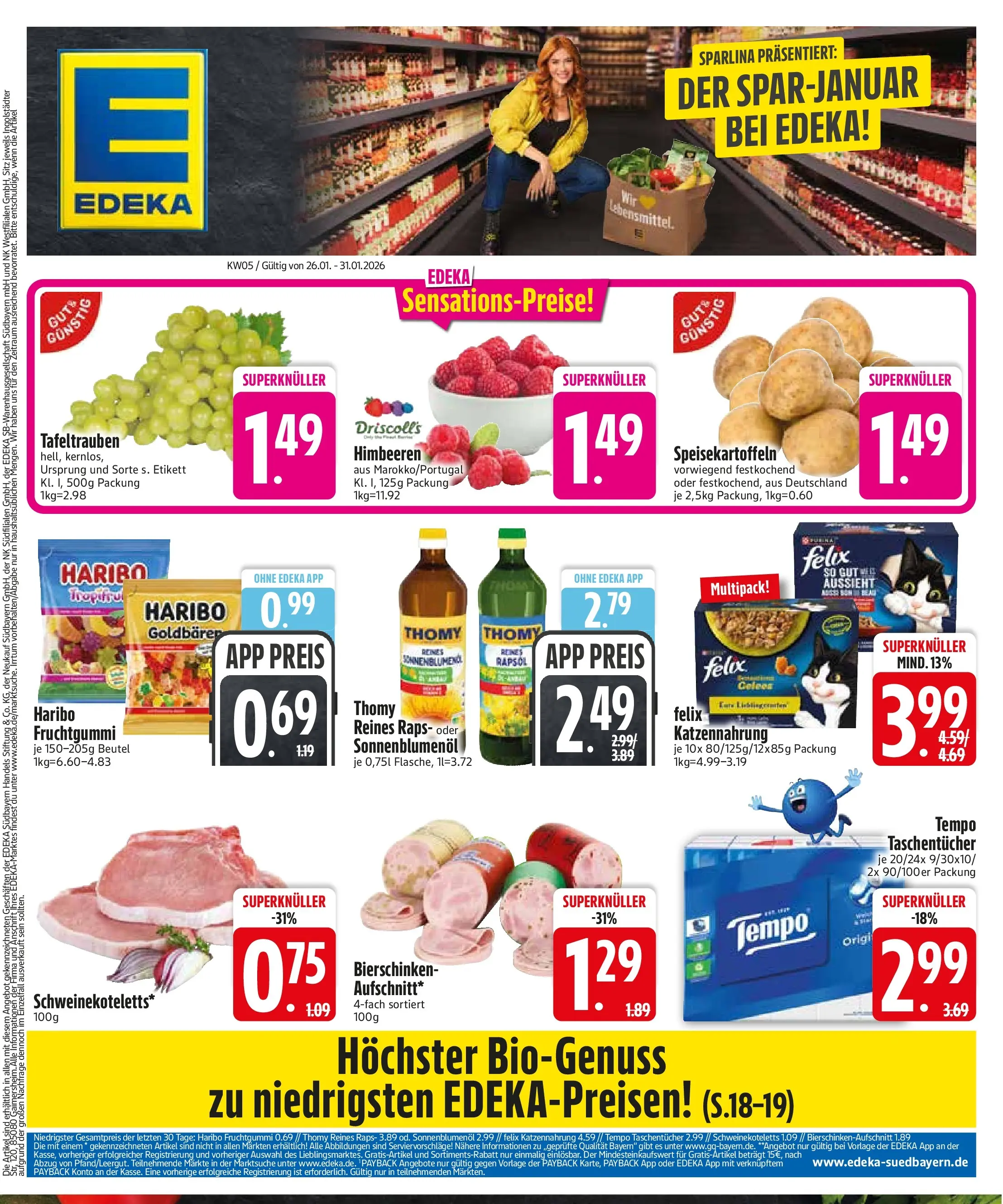 Edeka prospekt Vilsbiburg	 (ab 25.01.2026) » Angebote Online | Seite: 3 | Produkte: Himbeeren, Haribo, Sonnenblumenol, Tempo