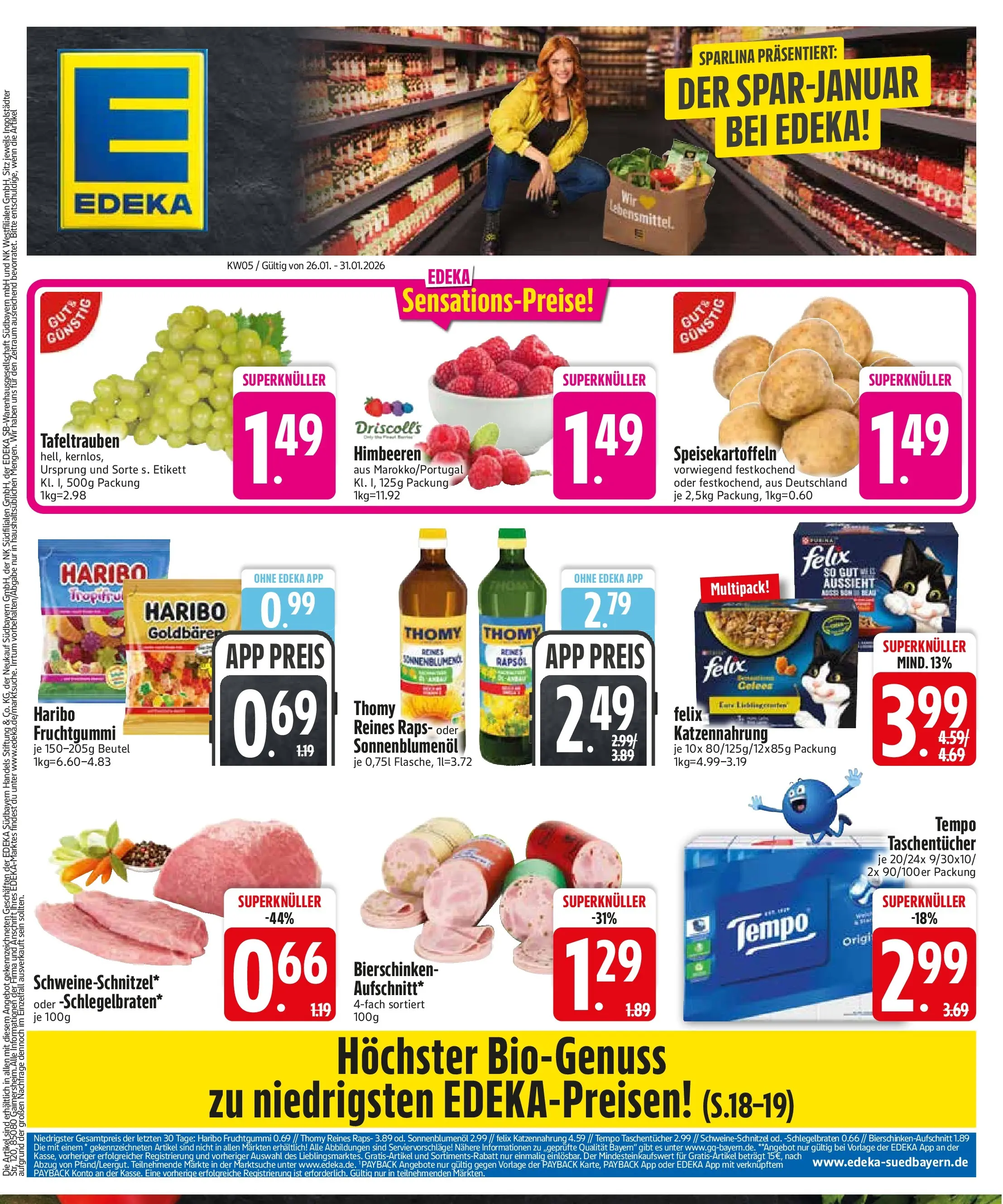 Edeka prospekt Inning/Ammersee	 (ab 26.01.2026) » Angebote Online | Seite: 3 | Produkte: Himbeeren, Haribo, Sonnenblumenol, Schnitzel