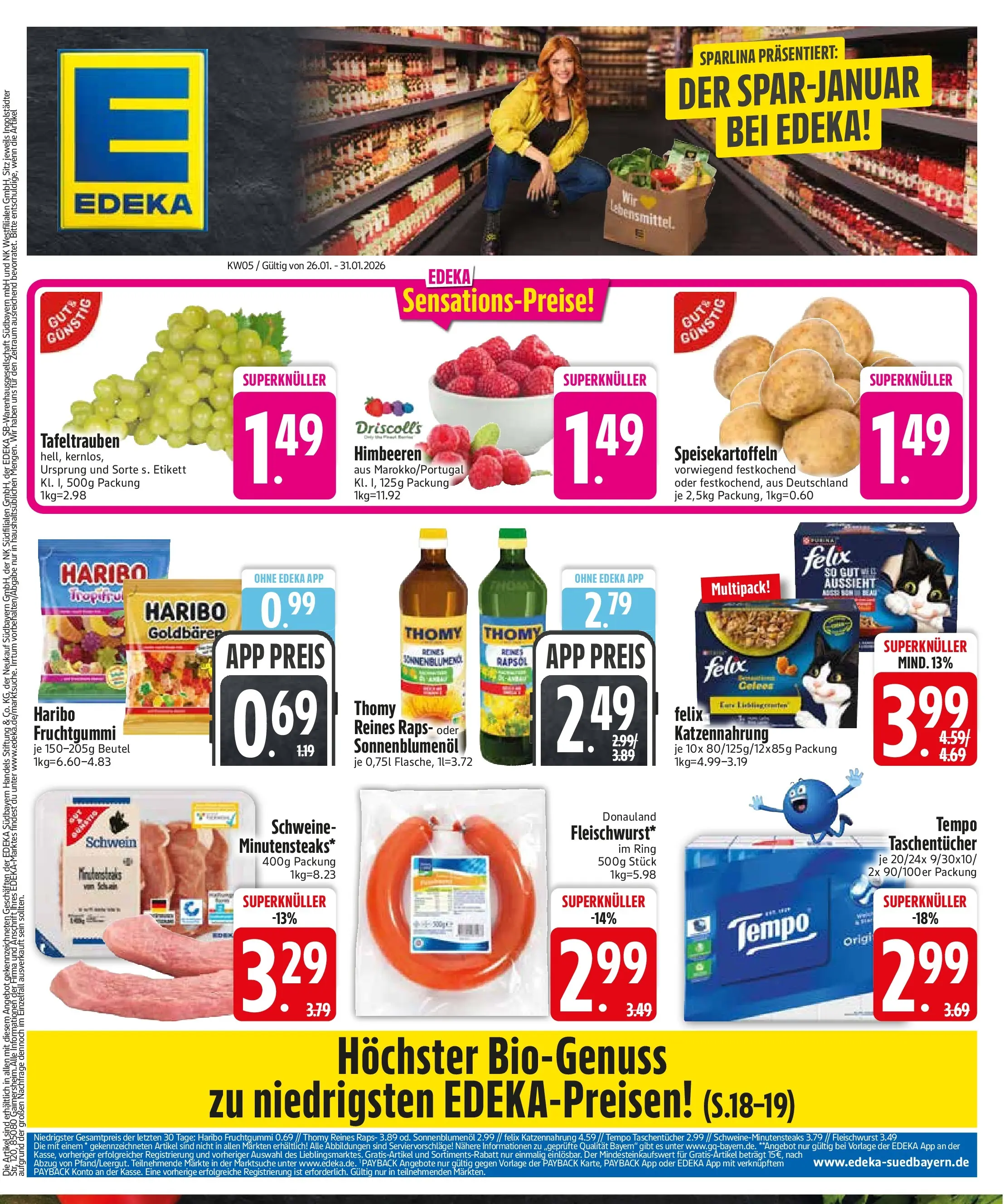Edeka prospekt München	 (ab 26.01.2026) » Angebote Online | Seite: 3 | Produkte: Himbeeren, Haribo, Rapsöl, Sonnenblumenol