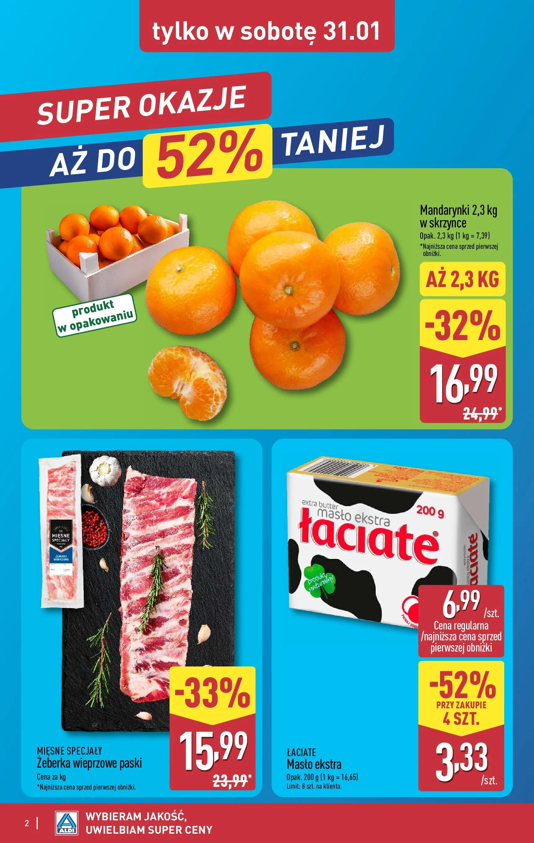 Aldi - Tani weekend w ALDI od 28.01.2026 - Ulotka PDF, promocje | Strona: 2 | Produkty: Masło, Mandarynki