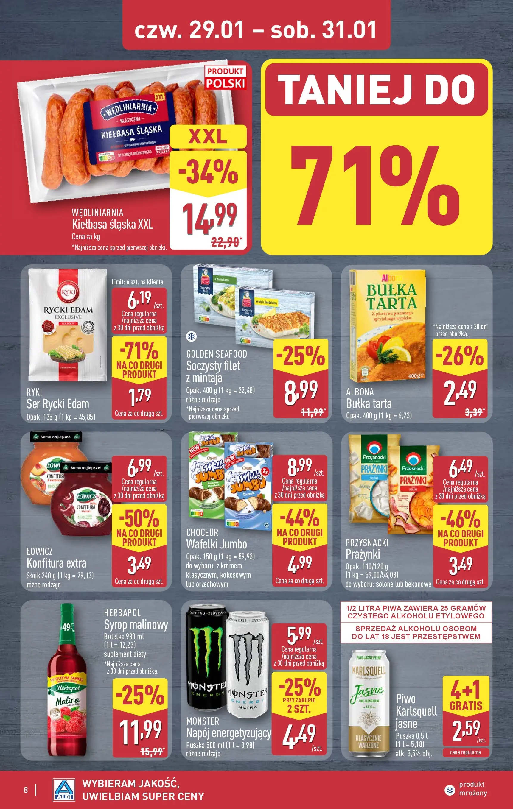 Aldi - Tani weekend w ALDI od 28.01.2026 - Ulotka PDF, promocje | Strona: 8 | Produkty: Syrop, Syrop malinowy, Bułka tarta, Wafelki