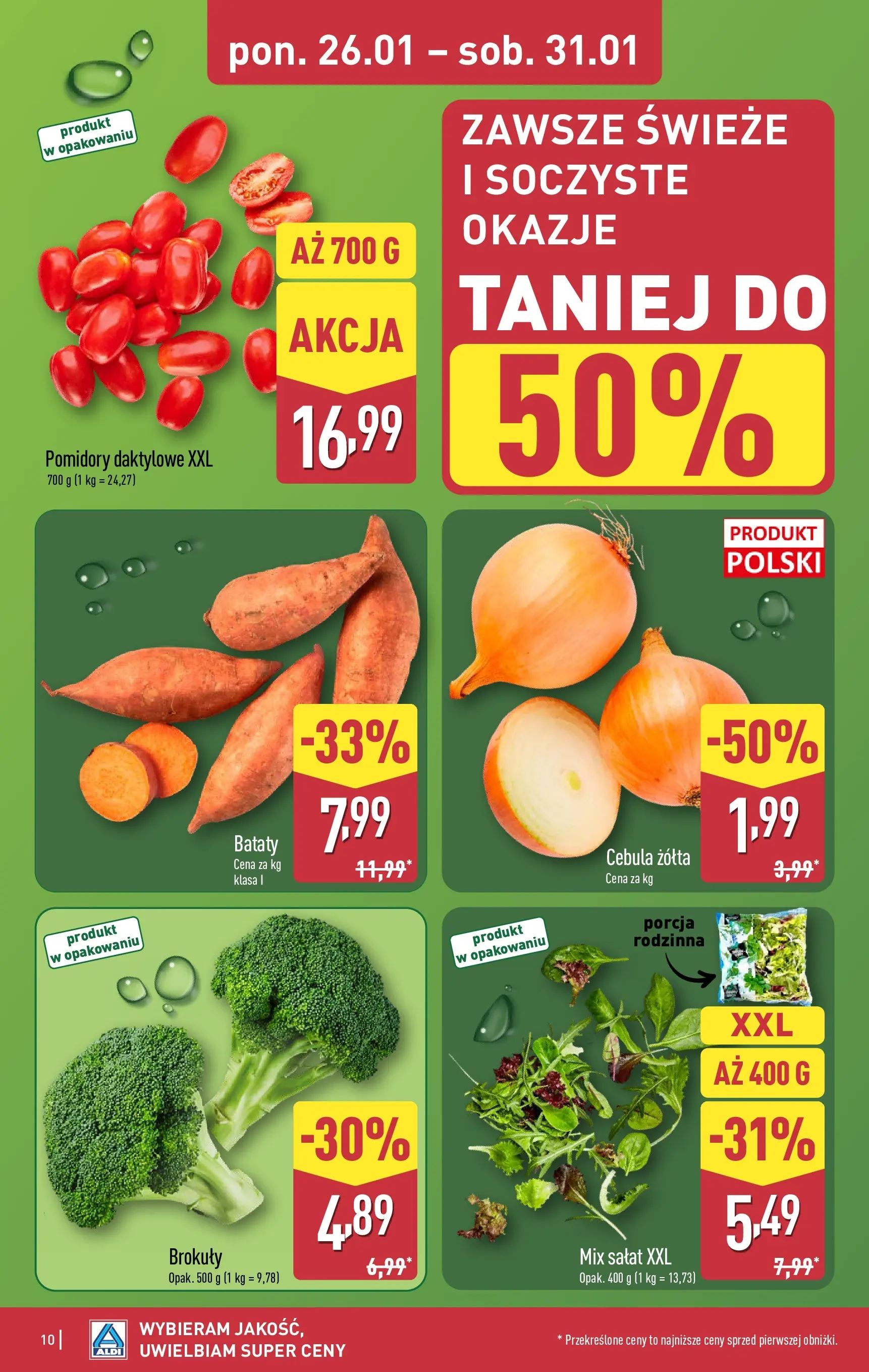 Aldi - Tani weekend w ALDI od 28.01.2026 - Ulotka PDF, promocje | Strona: 10 | Produkty: Bataty, Mix sałat, Pomidory