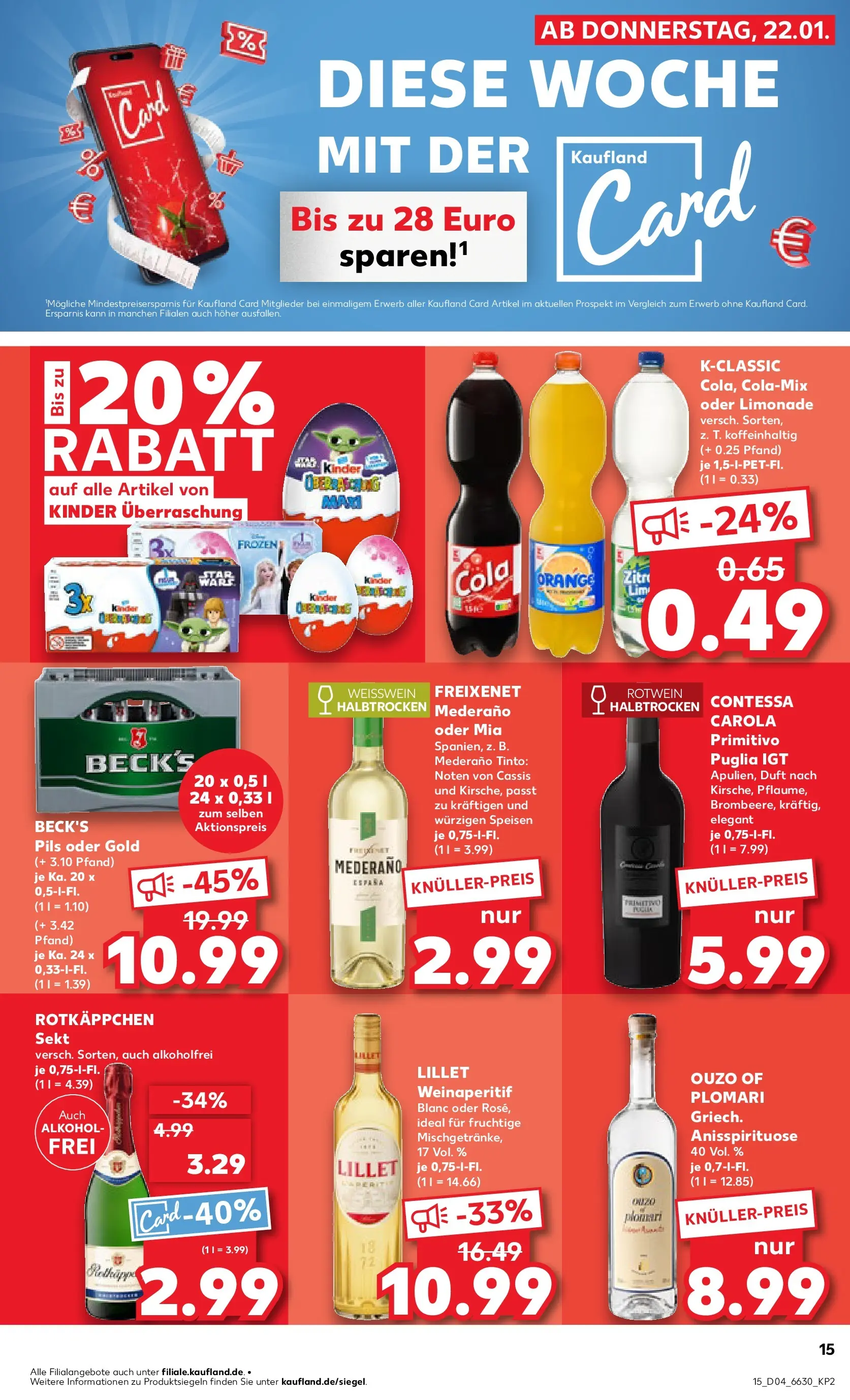 Prospekt Kaufland ab 25.01.2026 » Angebote Online zum Blättern | Seite: 15 | Produkte: Weißwein, Rotwein, Limonade, Lillet
