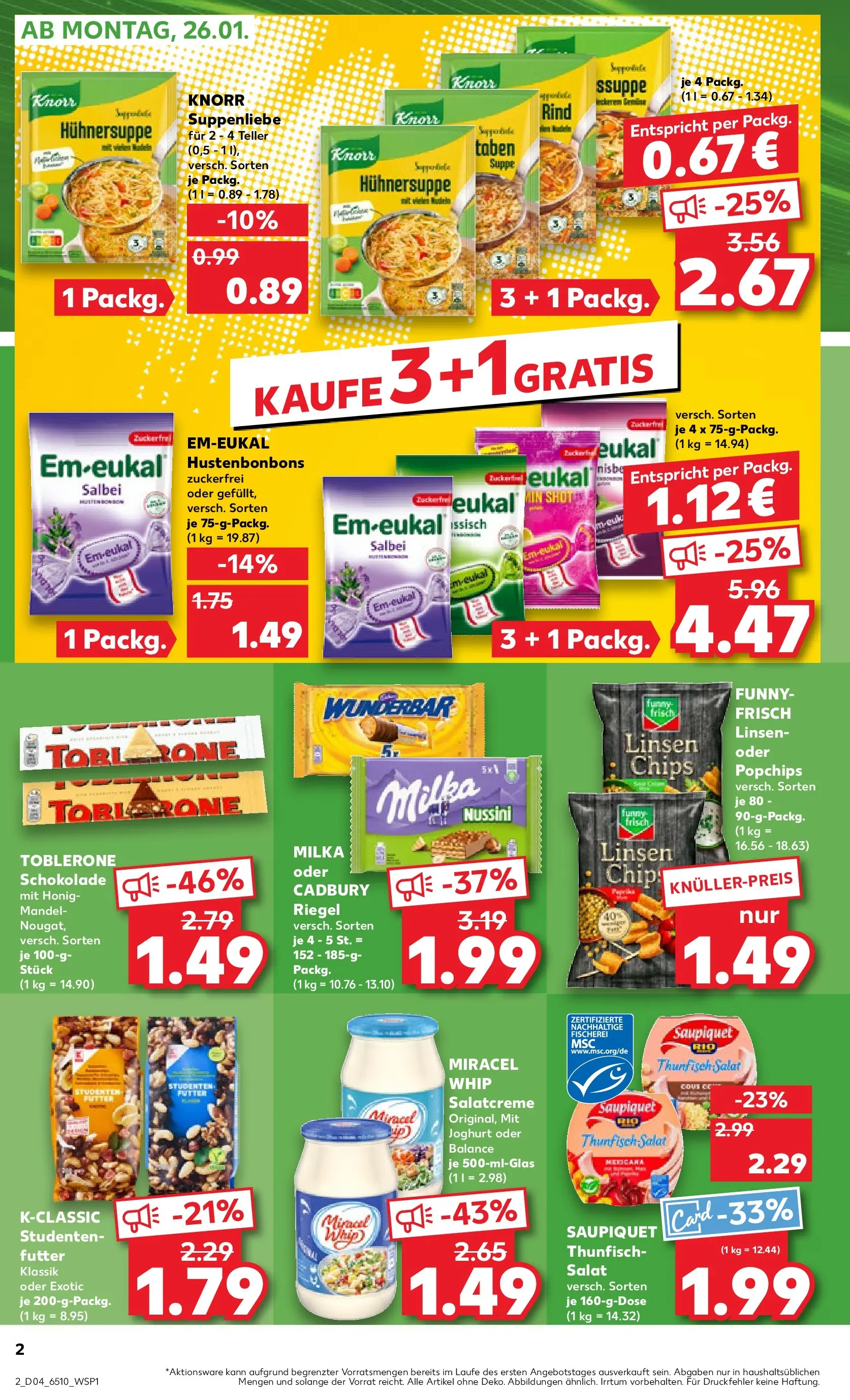 Prospekt Kaufland ab 25.01.2026 » Angebote Online zum Blättern | Seite: 2 | Produkte: Funny frisch, Dressing, Miracel whip, Milka