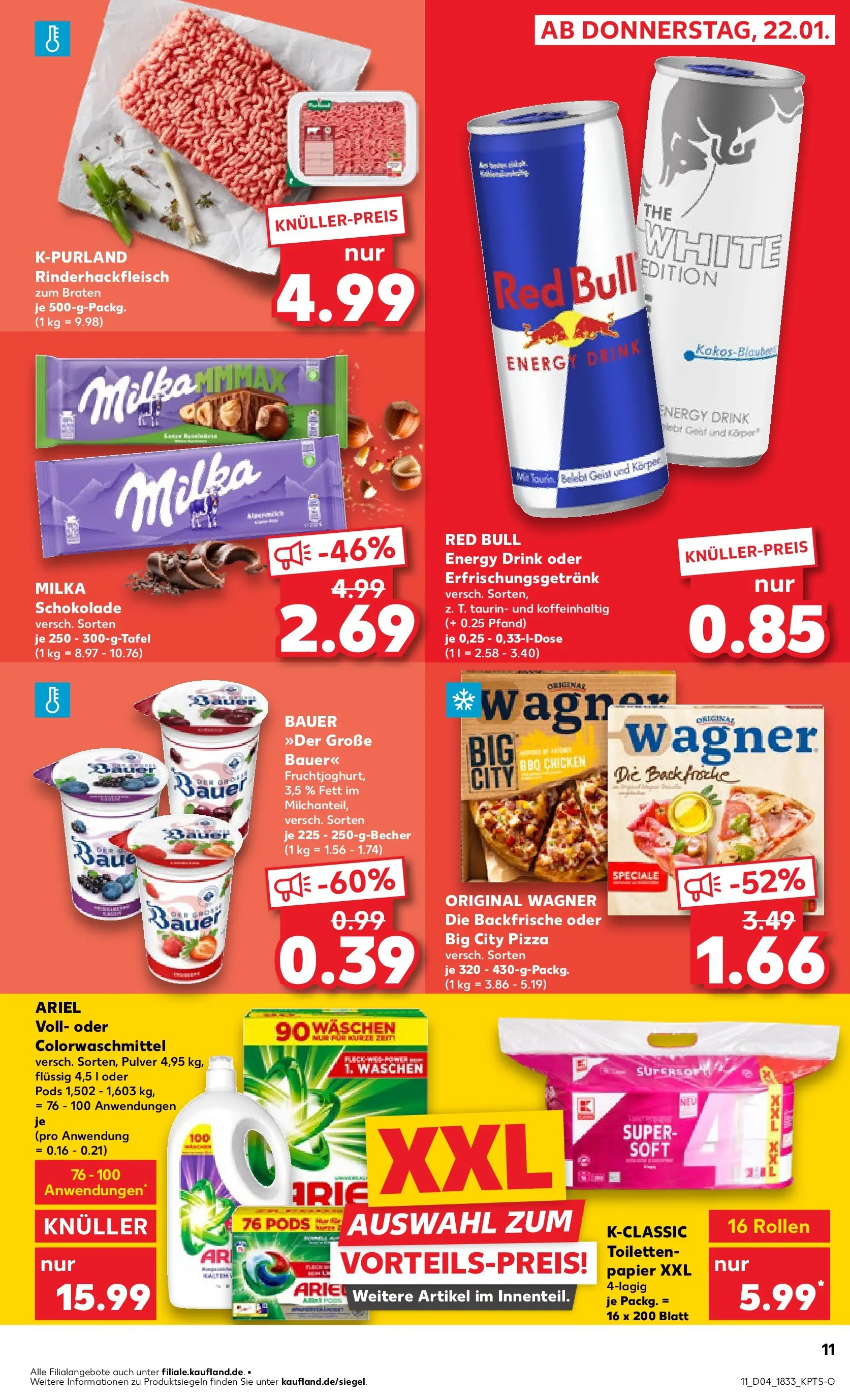 Prospekt Kaufland ab 25.01.2026 » Angebote Online zum Blättern | Seite: 11 | Produkte: Energy, Milka schokolade, Milka, Pizza
