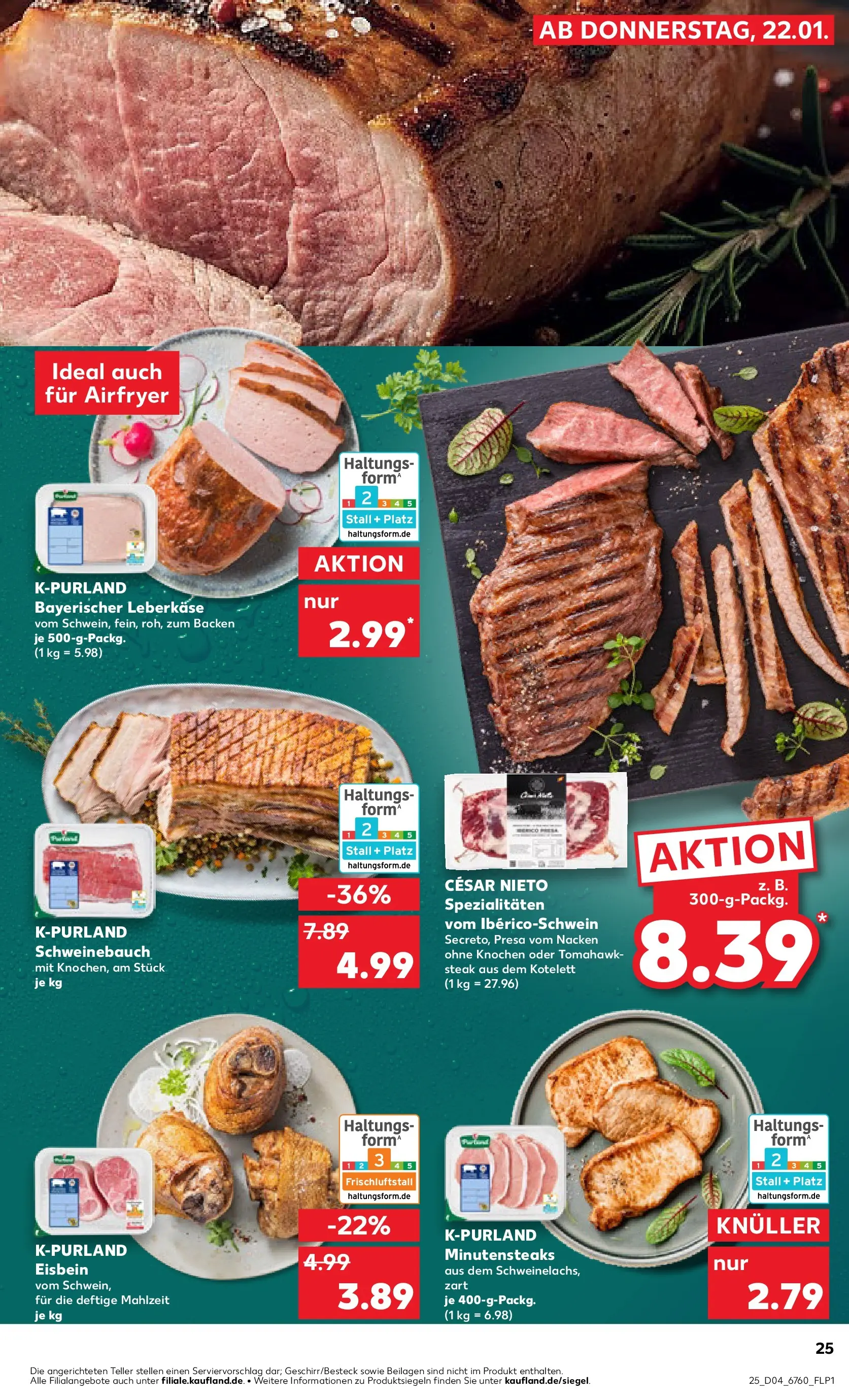 Prospekt Kaufland ab 25.01.2026 » Angebote Online zum Blättern | Seite: 25 | Produkte: Schweinebauch, Steak, Leberkase