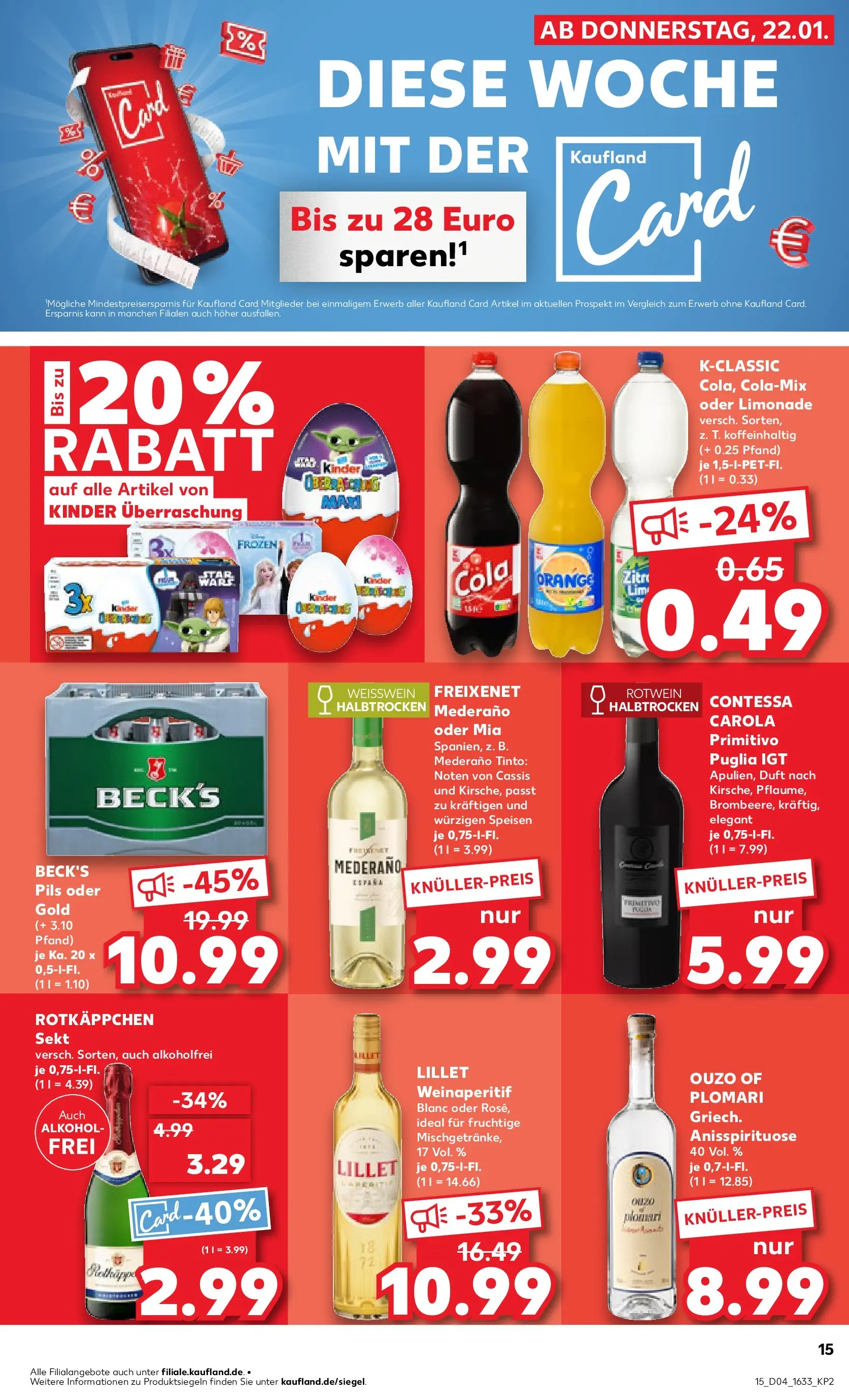 Prospekt Kaufland ab 25.01.2026 » Angebote Online zum Blättern | Seite: 15 | Produkte: Ouzo, Cola, Rotwein, Sekt