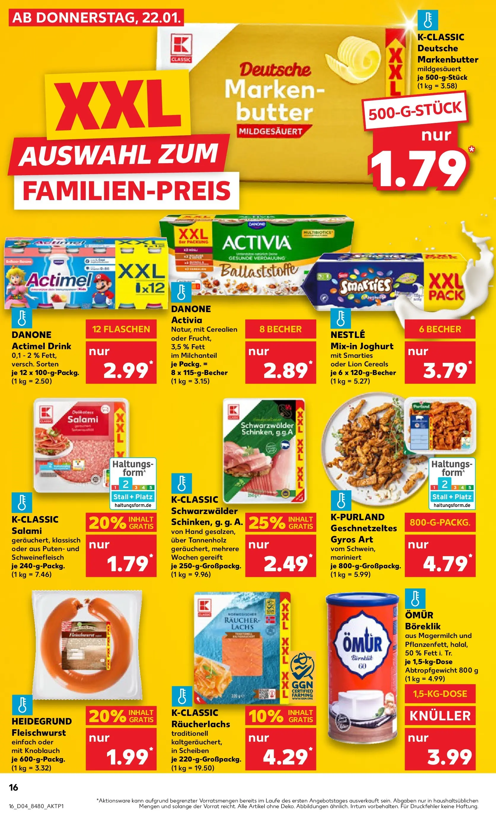 Prospekt Kaufland ab 25.01.2026 » Angebote Online zum Blättern | Seite: 16 | Produkte: Activia, Feta, Knoblauch, Salami